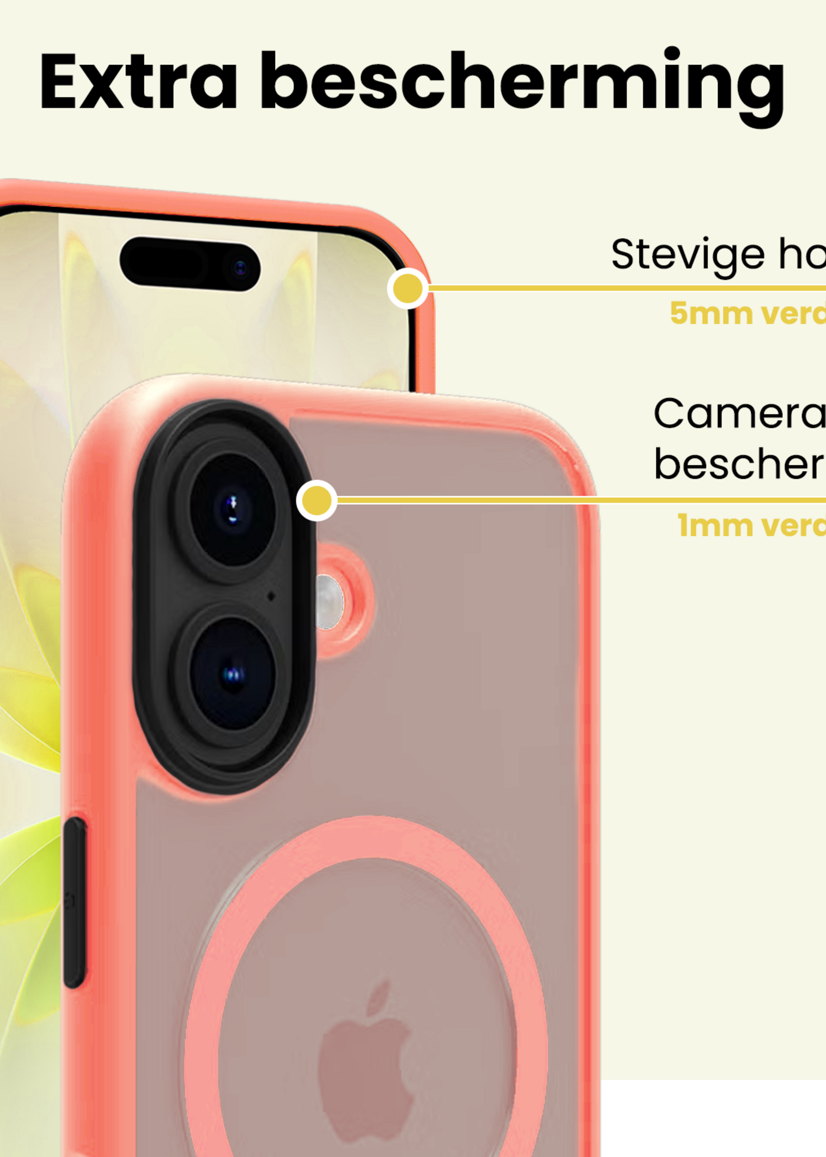 LUQ LUQ iPhone 17 Magsafe Hoesje Perzik Met 2x Screenprotector