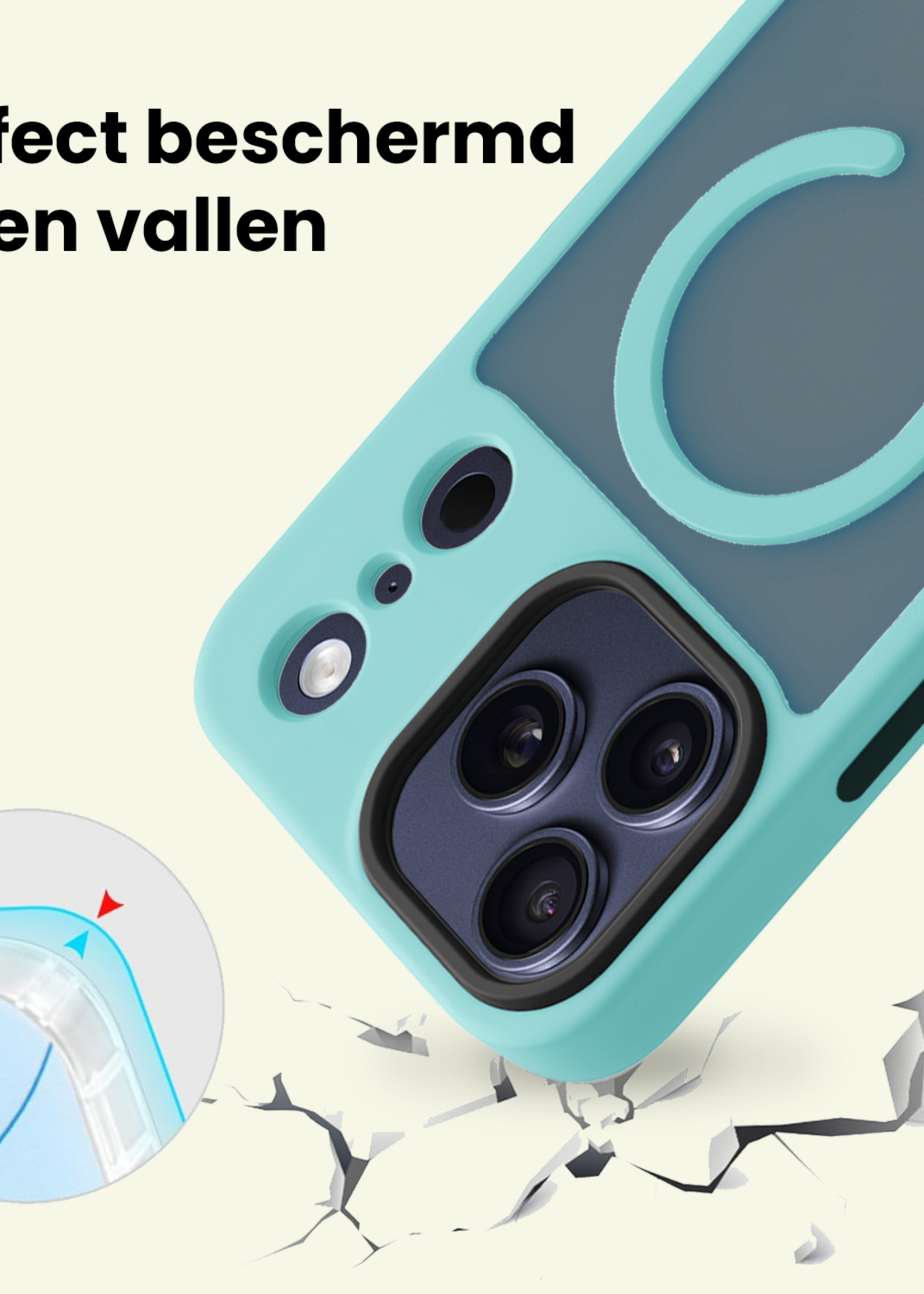 LUQ LUQ iPhone 17 Pro Magsafe Hoesje Lichtblauw Met 2x Screenprotector