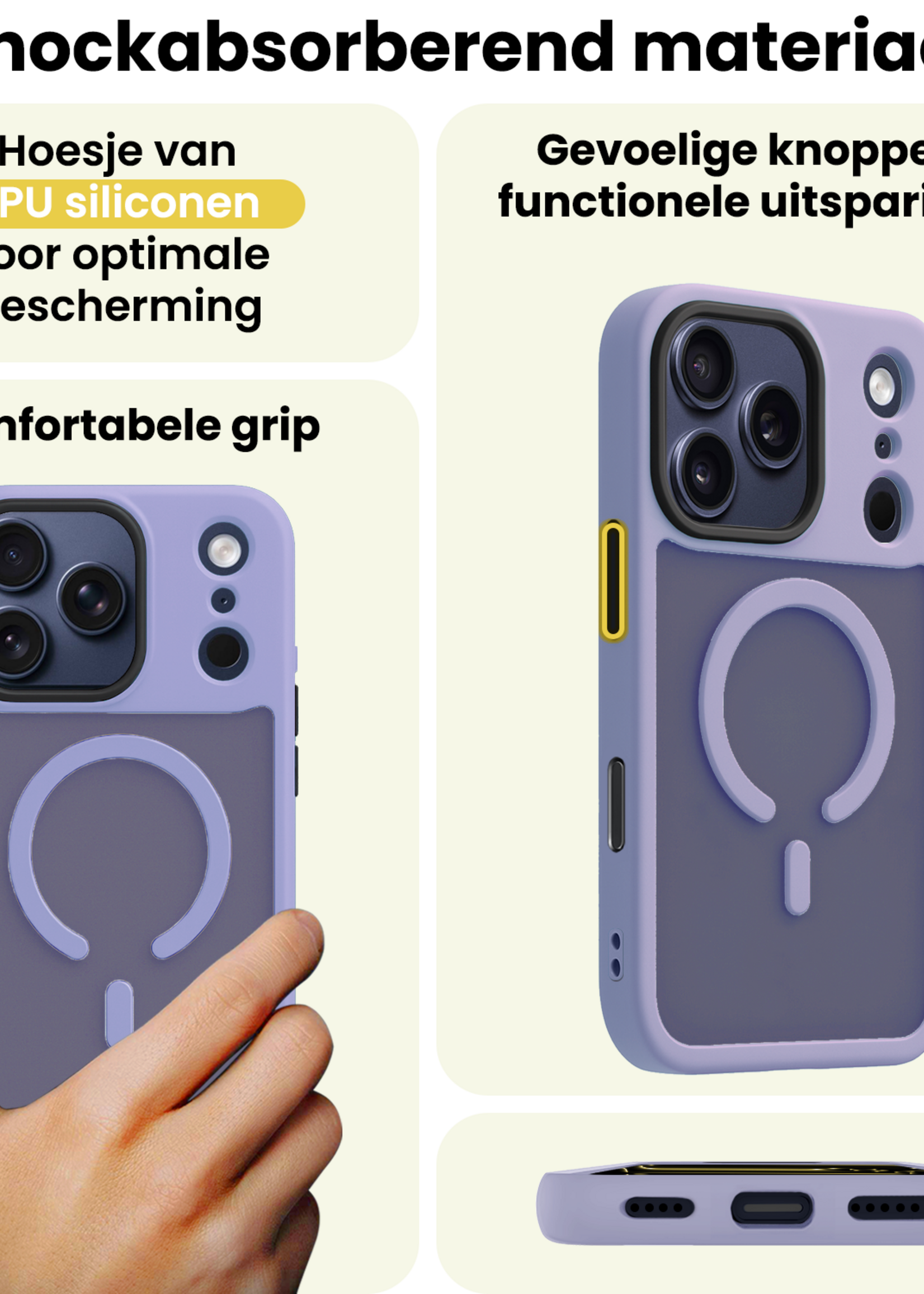 LUQ LUQ iPhone 17 Pro Magsafe Hoesje Lila Met 2x Screenprotector
