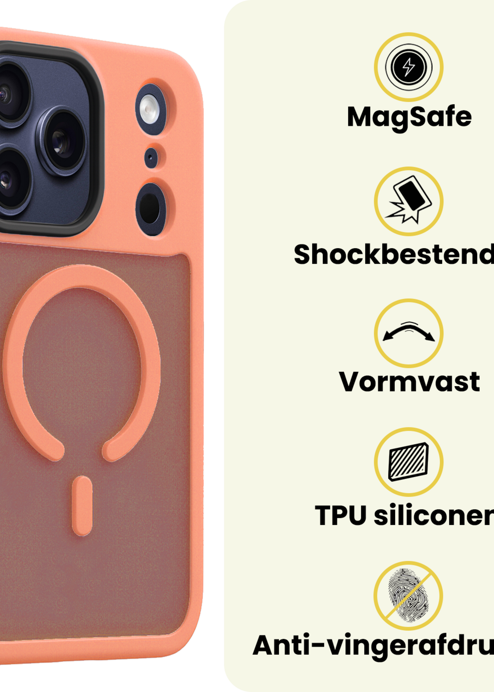 LUQ LUQ iPhone 17 Pro Magsafe Hoesje Perzik Met 2x Screenprotector