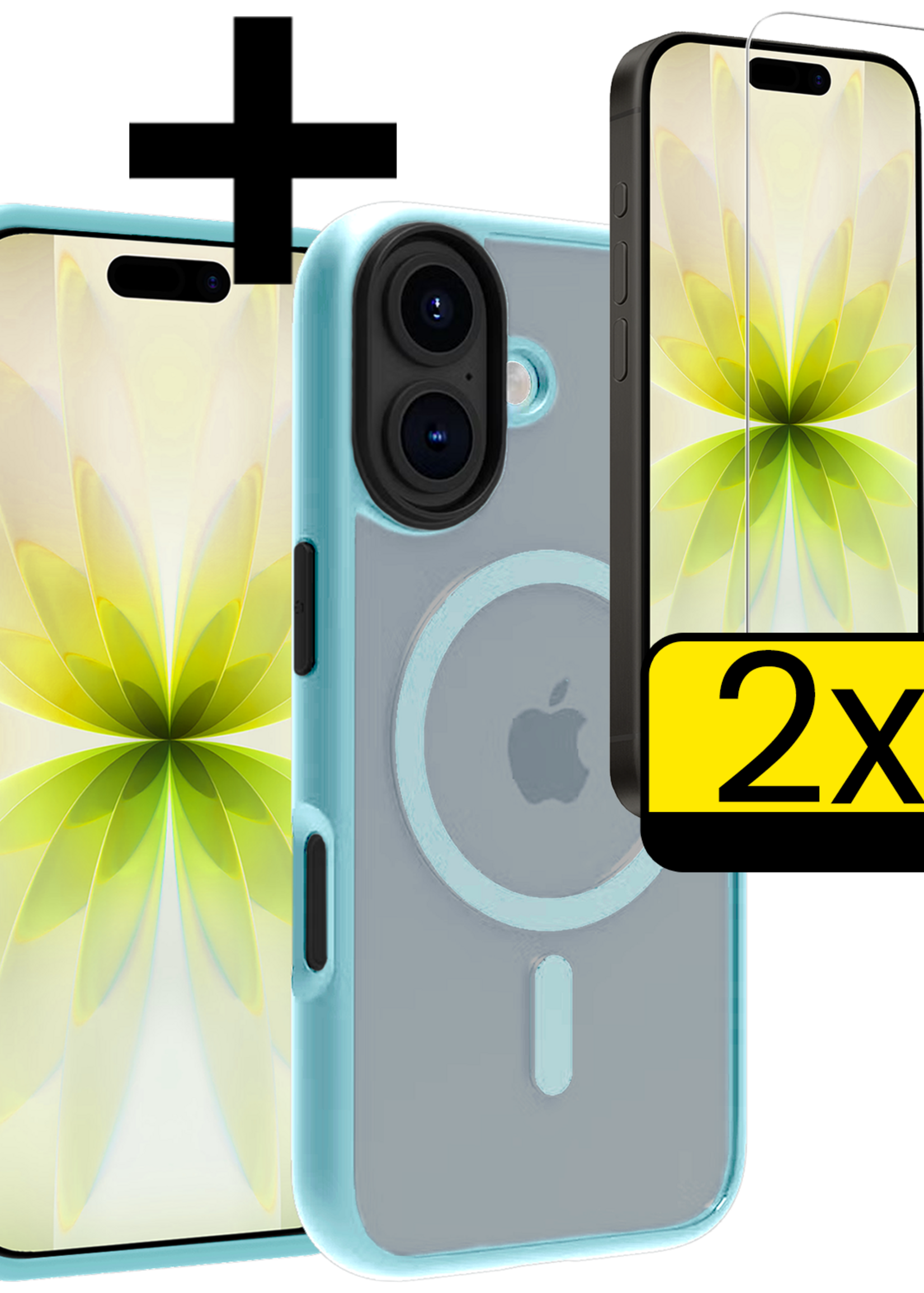 LUQ LUQ iPhone 17 Magsafe Hoesje Lichtblauw Met 2x Screenprotector