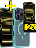 LUQ LUQ iPhone 17 Pro Magsafe Hoesje Lichtblauw Met 2x Screenprotector