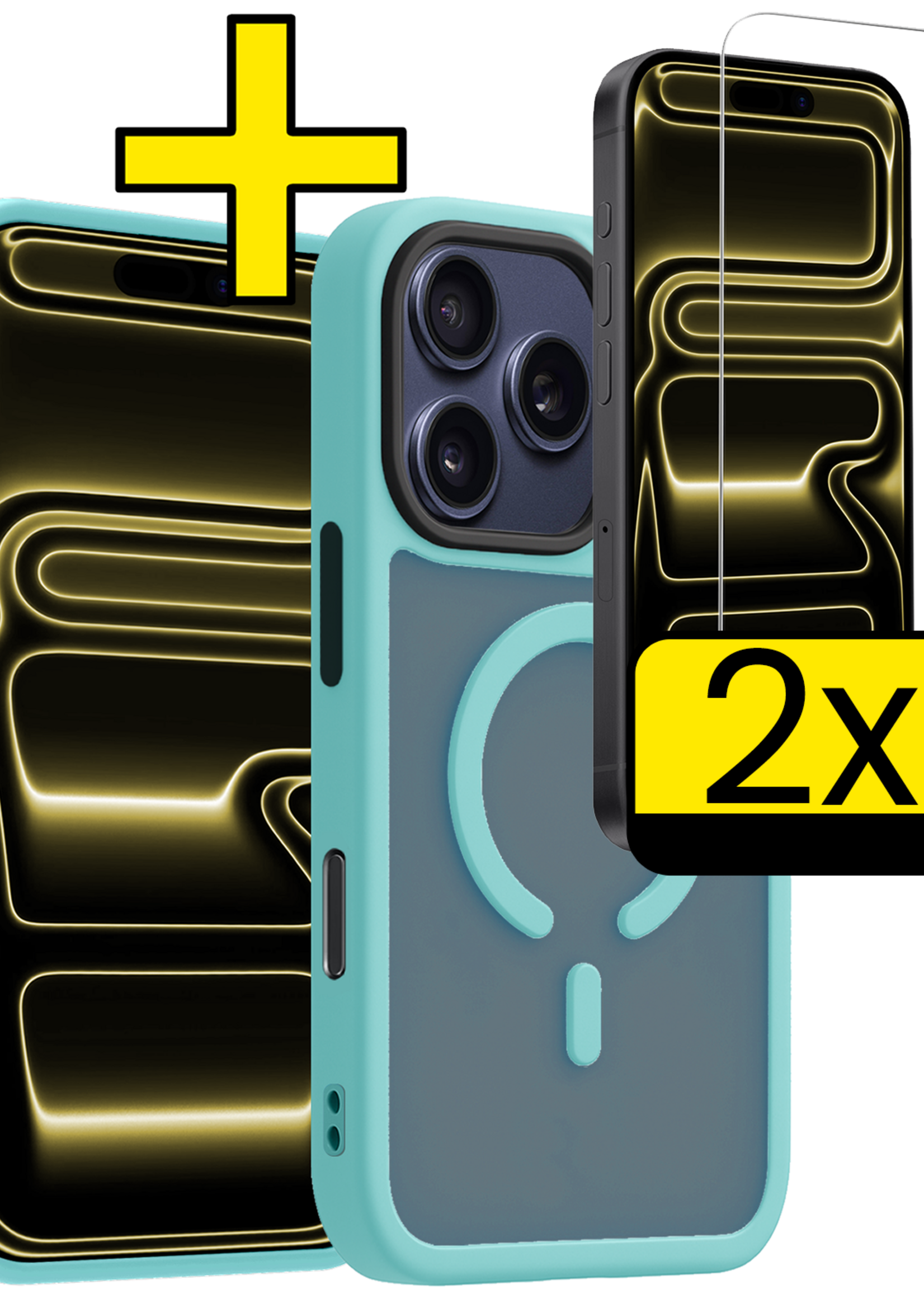 LUQ LUQ iPhone 17 Pro Magsafe Hoesje Lichtblauw Met 2x Screenprotector