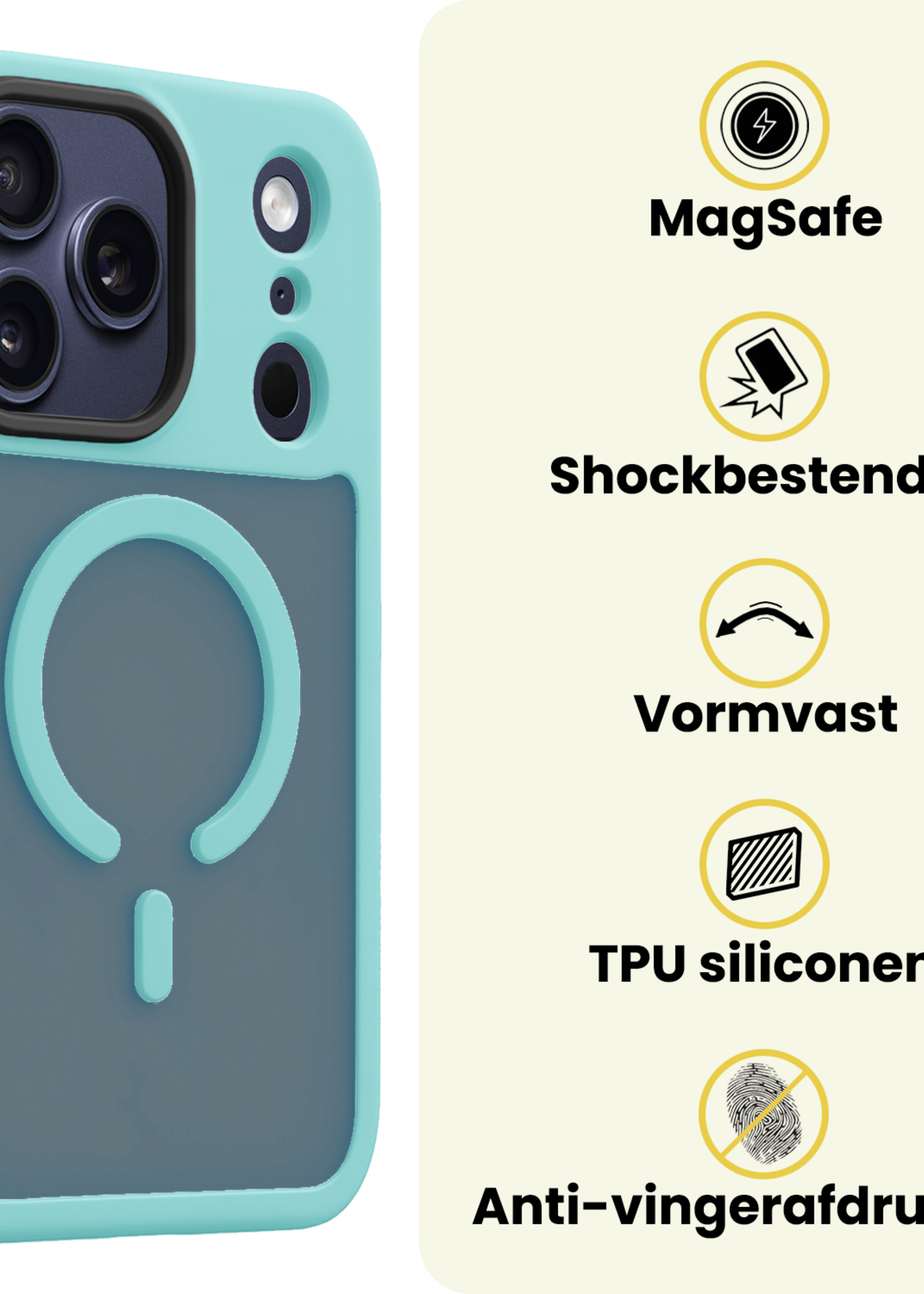 LUQ LUQ iPhone 17 Pro Max Magsafe Hoesje Lichtblauw Met Screenprotector