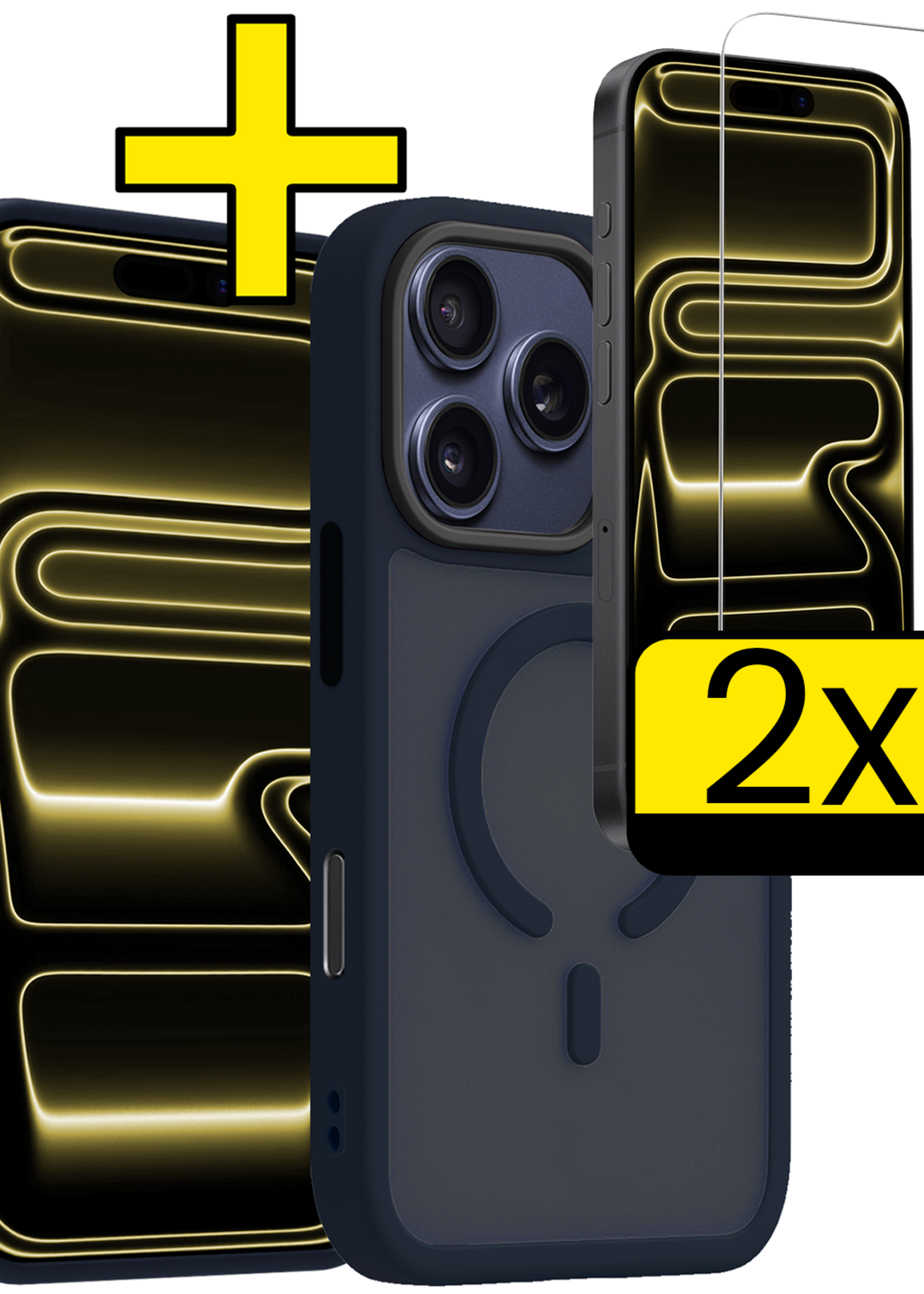 LUQ LUQ iPhone 17 Pro Max Magsafe Hoesje Donkerblauw Met 2x Screenprotector