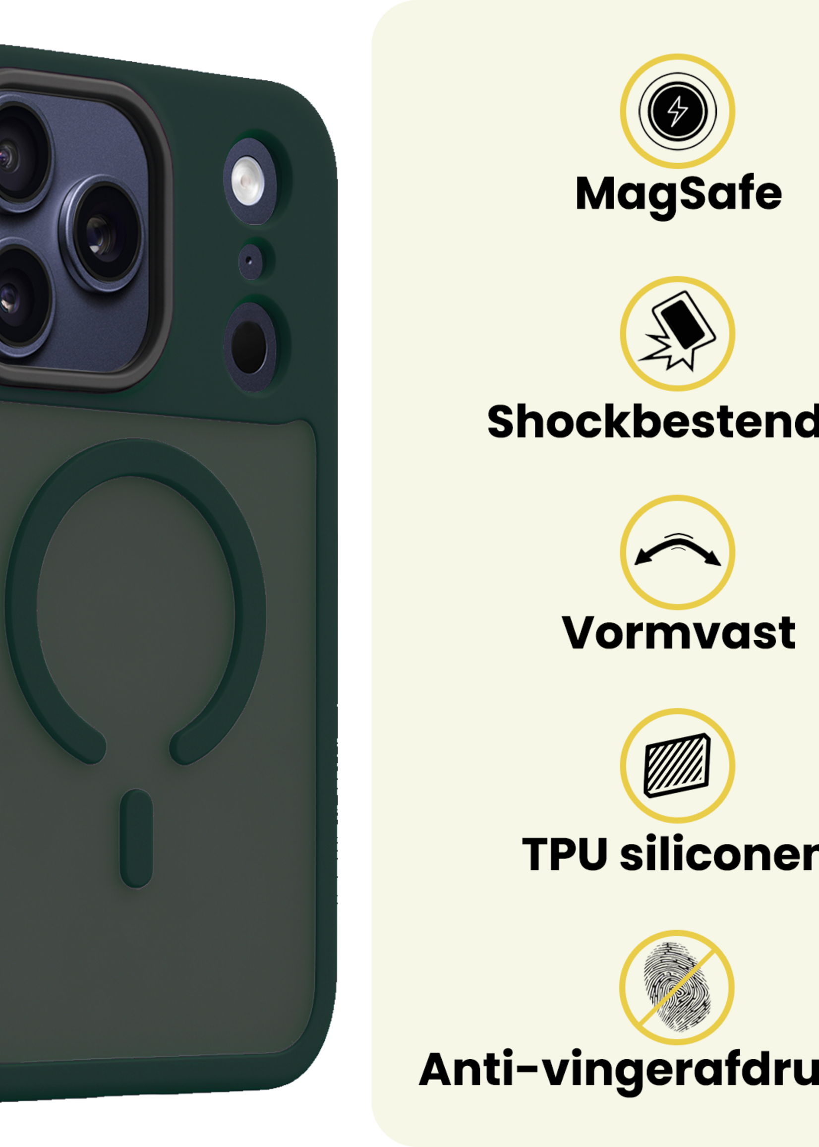 LUQ LUQ iPhone 17 Pro Max Magsafe Hoesje Donkergroen Met 2x Screenprotector