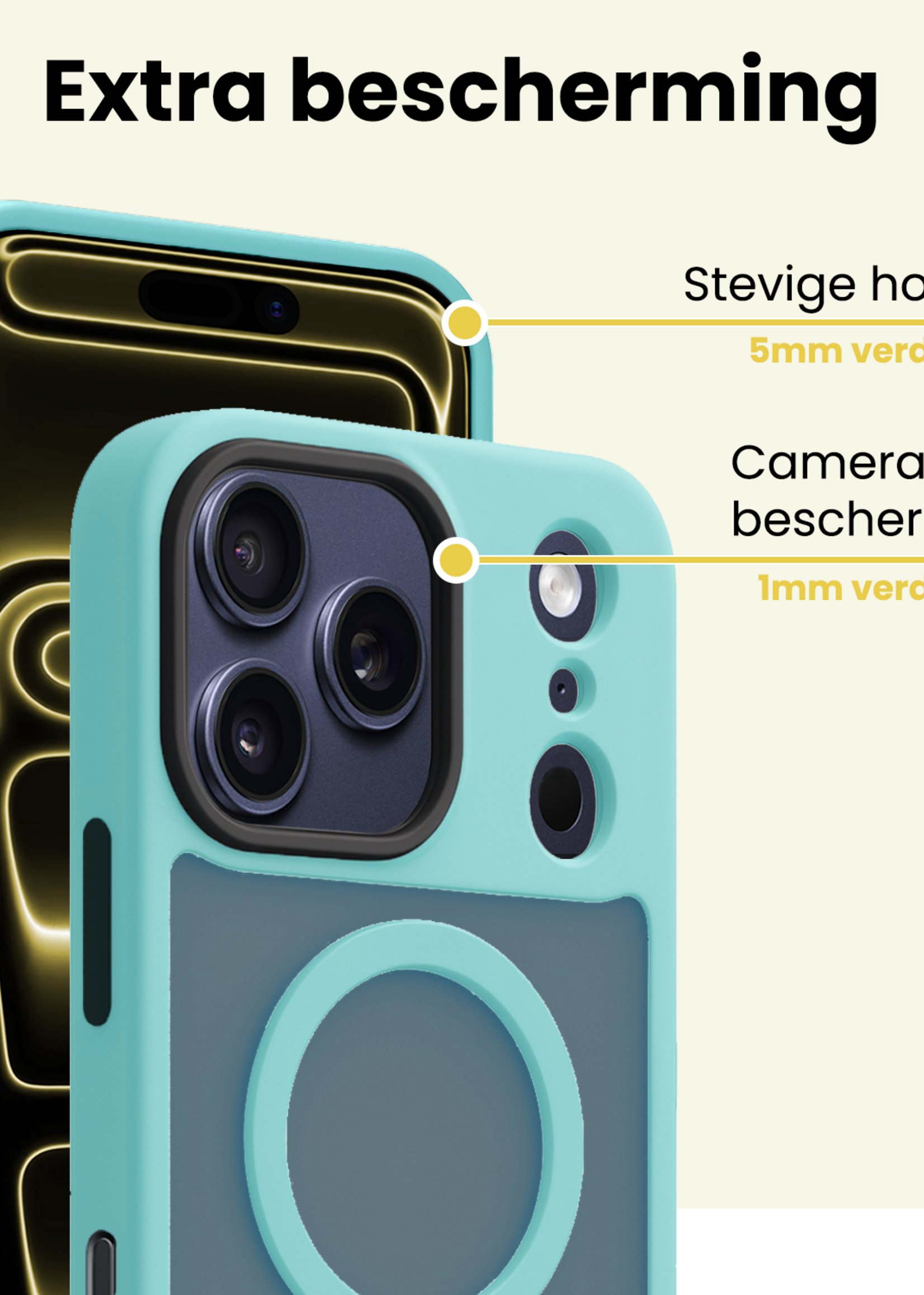 LUQ LUQ iPhone 17 Pro Max Magsafe Hoesje Lichtblauw Met 2x Screenprotector