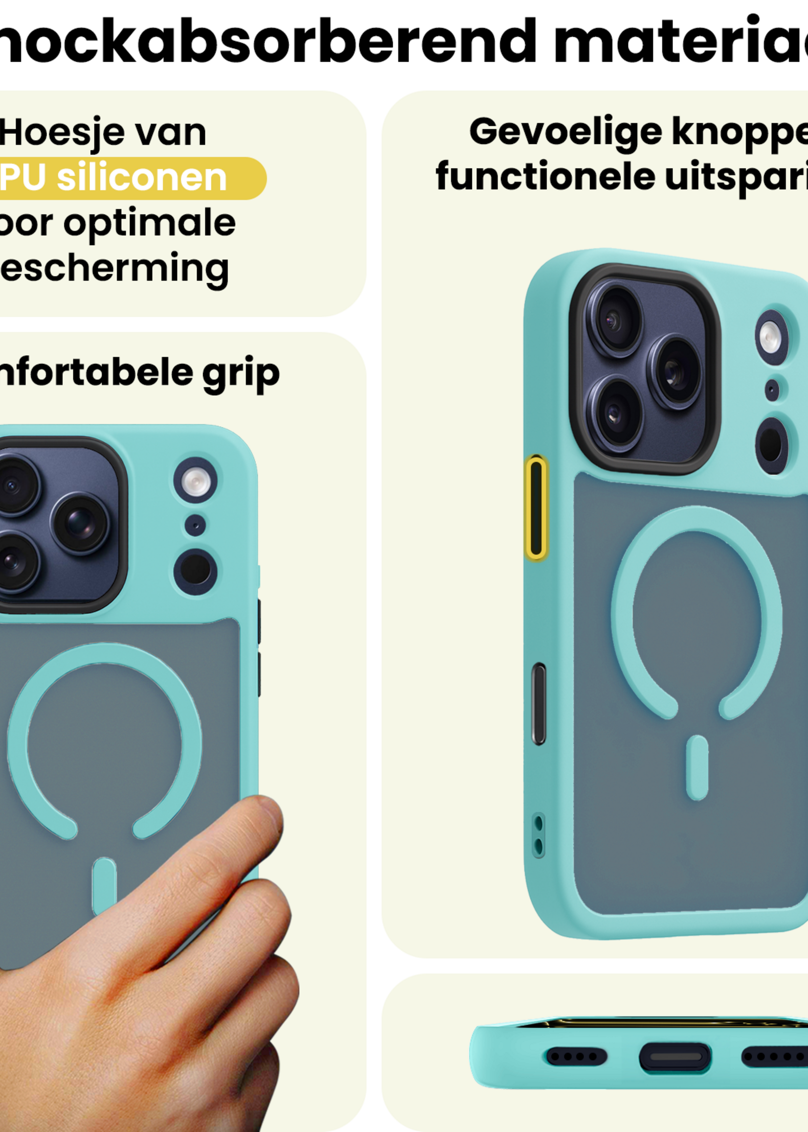 LUQ LUQ iPhone 17 Pro Max Magsafe Hoesje Lichtblauw Met 2x Screenprotector