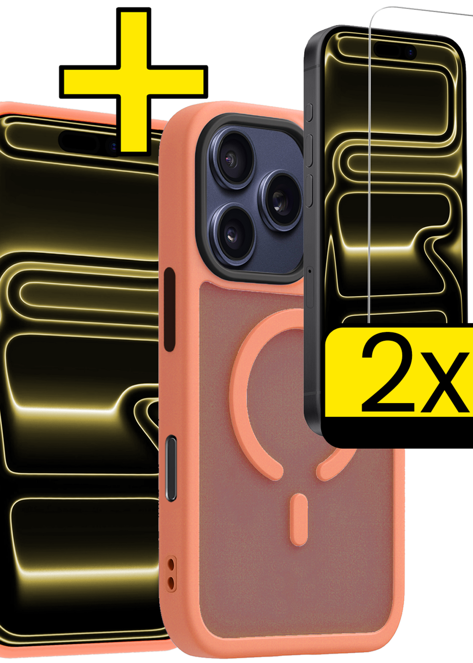 LUQ LUQ iPhone 17 Pro Max Magsafe Hoesje Perzik Met 2x Screenprotector