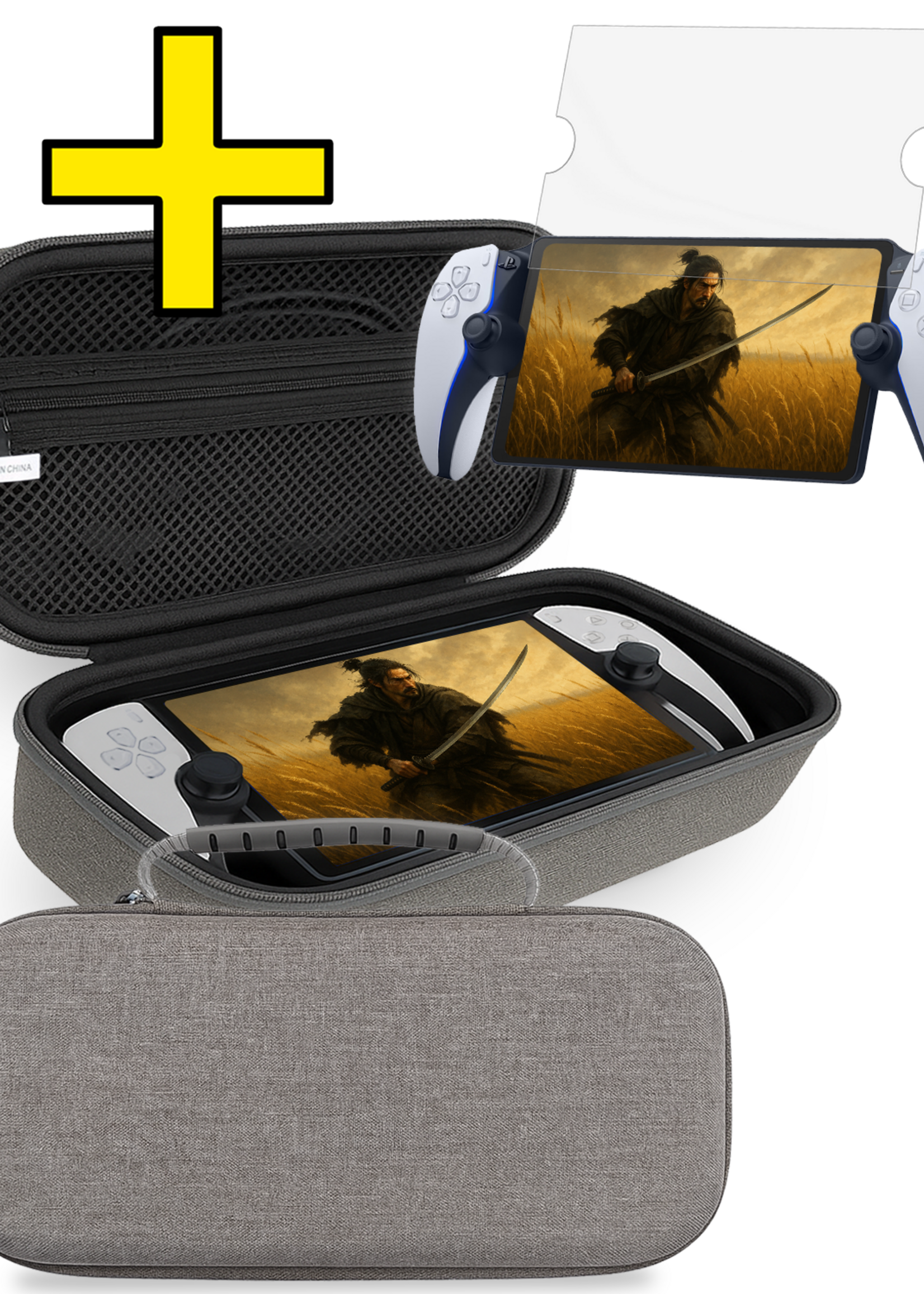 LUQ LUQ Sony PlayStation Portal Remote Player Hoesje Handvat Met Screenprotector - Grijs