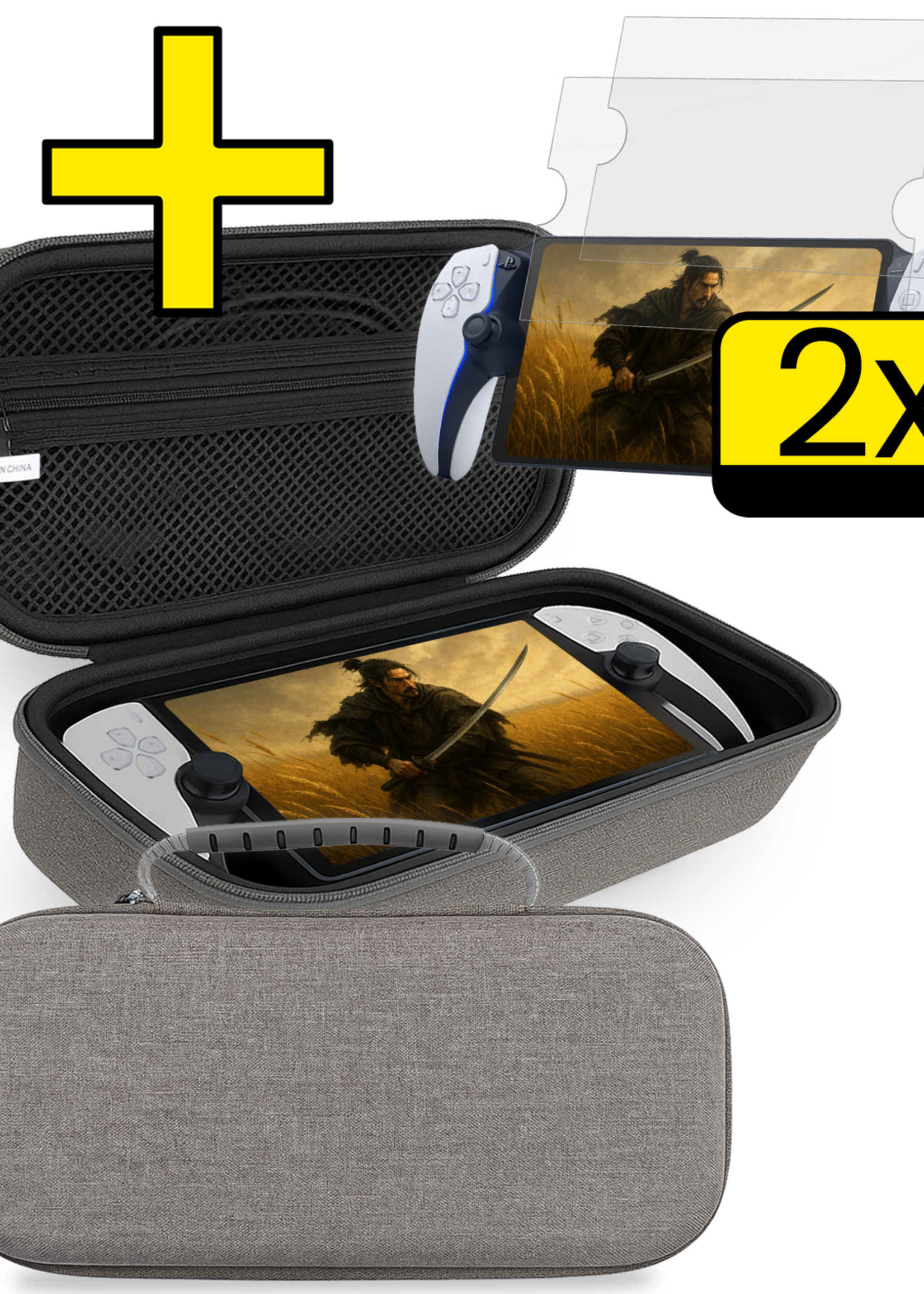 LUQ LUQ Sony PlayStation Portal Remote Player Hoesje Handvat Met 2x Screenprotector - Grijs