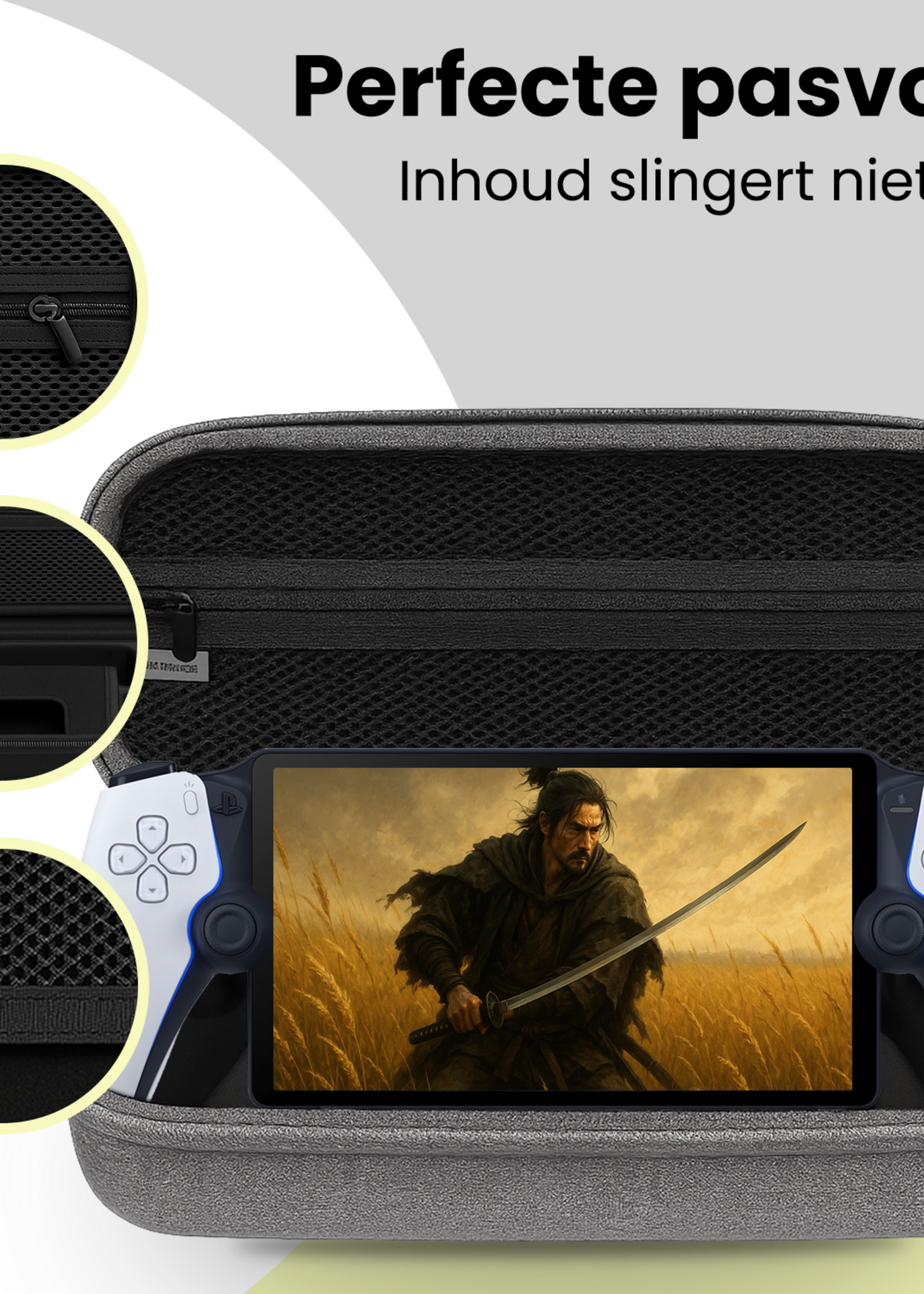 LUQ LUQ Sony PlayStation Portal Remote Player Hoesje Handvat Met 2x Screenprotector - Grijs