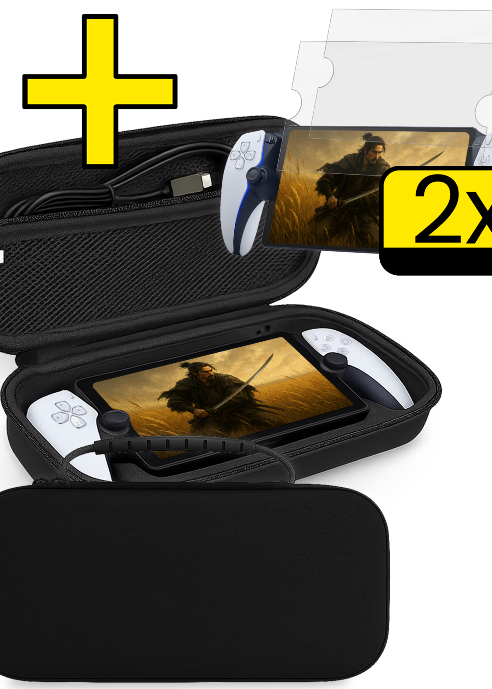 LUQ LUQ Sony PlayStation Portal Remote Player Hoesje Handvat Met 2x Screenprotector - Zwart