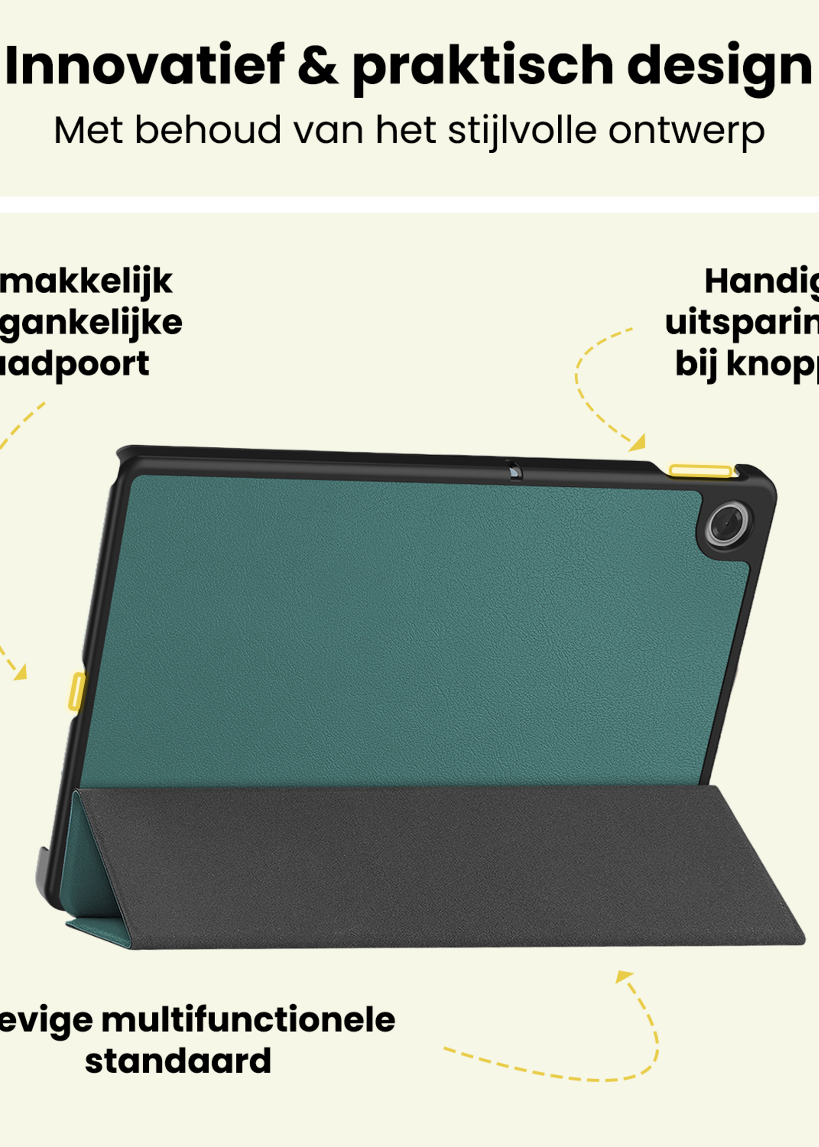 LUQ LUQ Lenovo Tab 10.1 inch Hoesje Met Screenprotector - Donkergroen