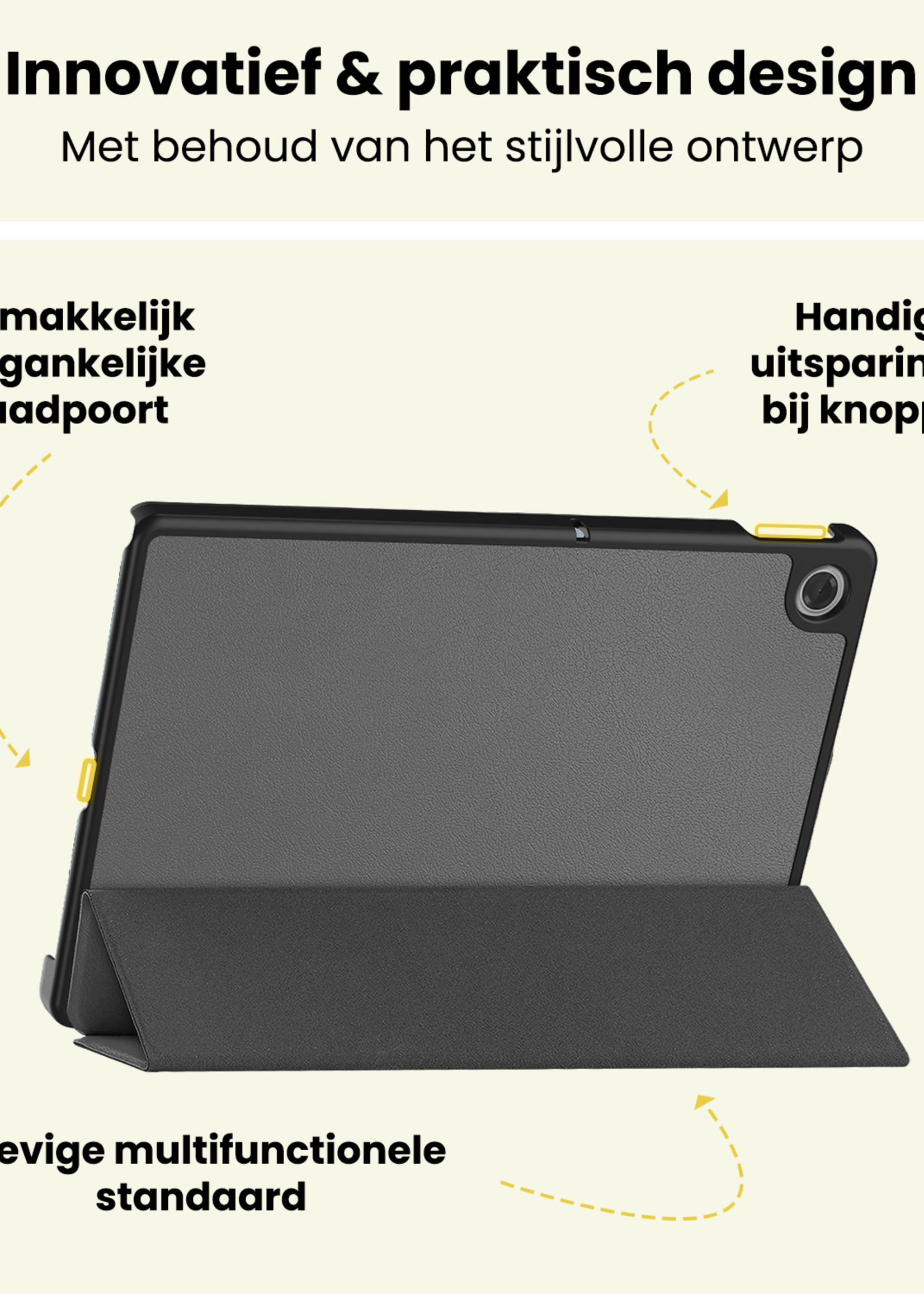 LUQ LUQ Lenovo Tab 10.1 inch Hoesje Met Screenprotector - Grijs