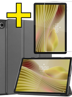 LUQ LUQ Lenovo Tab 10.1 inch Hoesje Met Screenprotector - Grijs