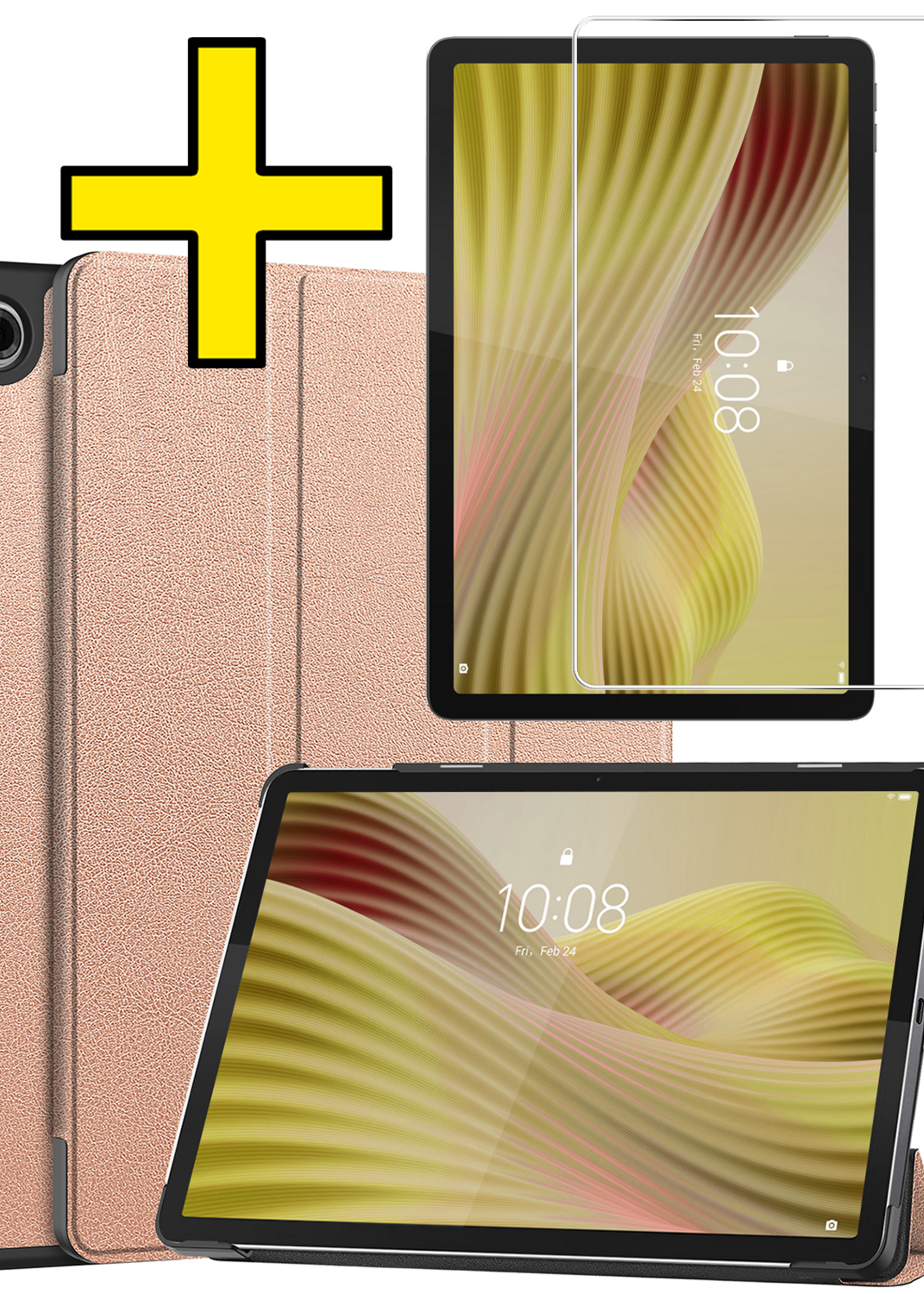 LUQ LUQ Lenovo Tab 10.1 inch Hoesje Met Screenprotector - Rose Goud