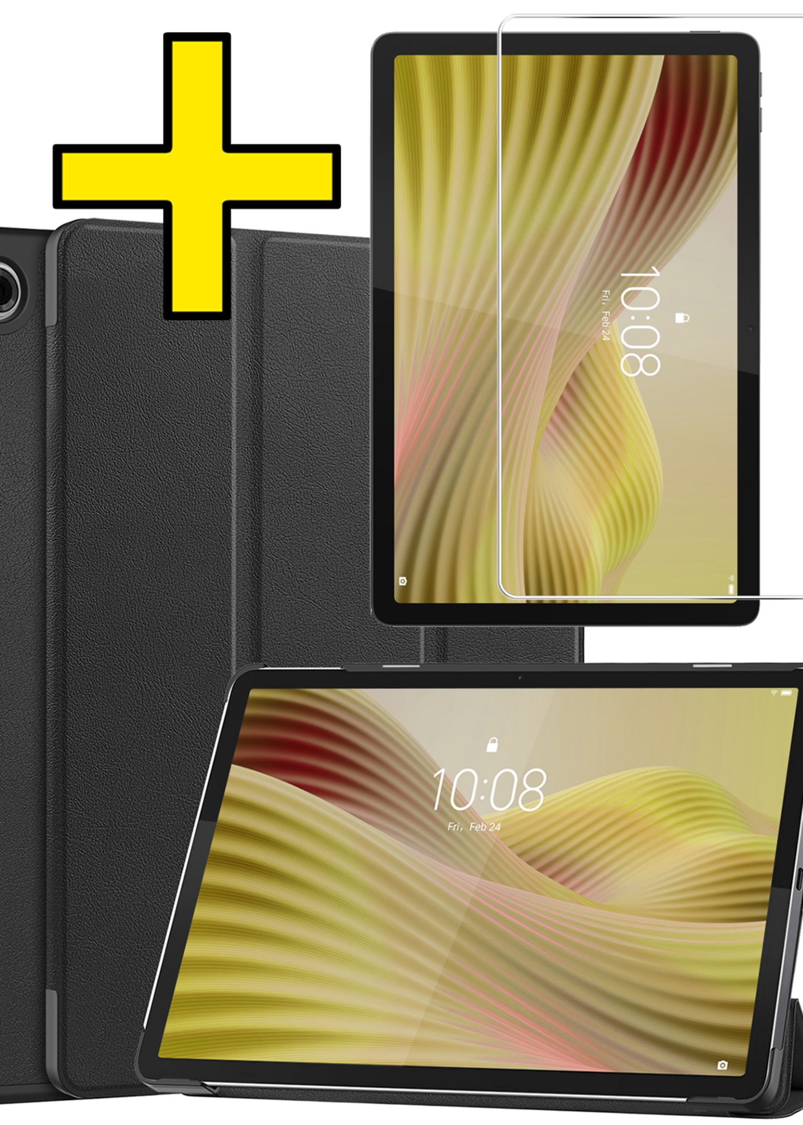 LUQ LUQ Lenovo Tab 10.1 inch Hoesje Met Screenprotector - Zwart