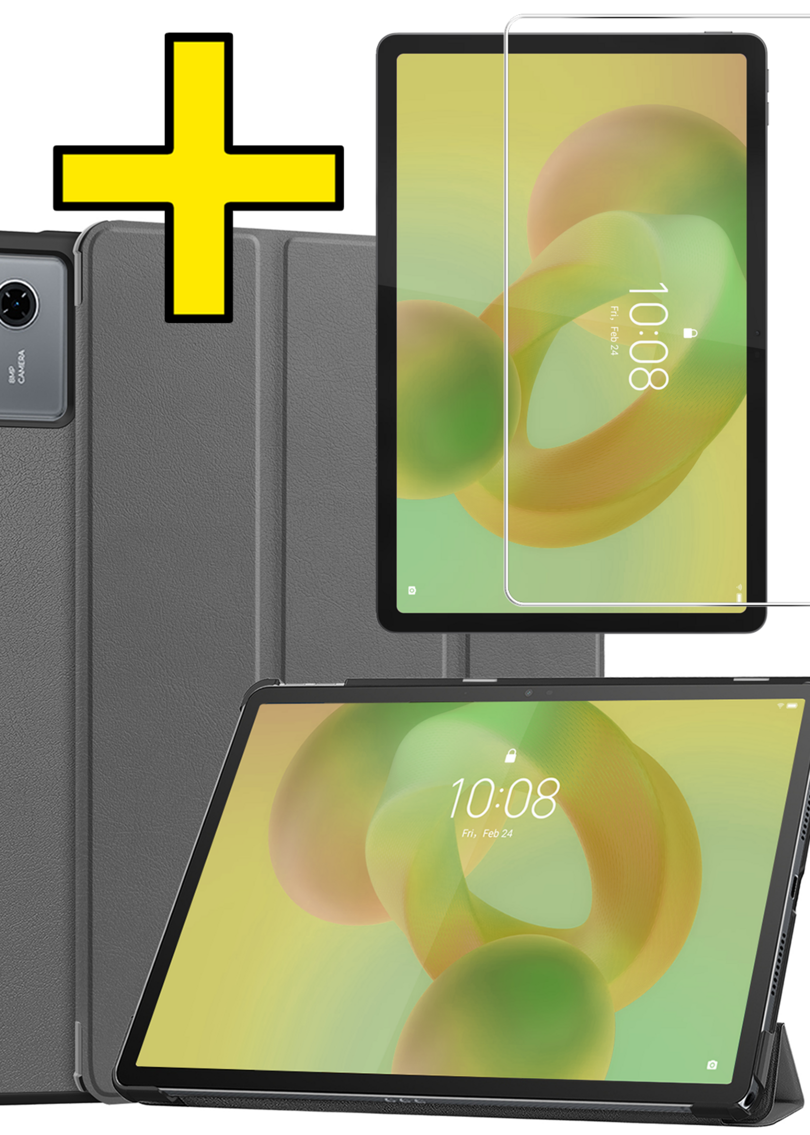 LUQ LUQ Lenovo Idea Tab Hoesje Met Screenprotector - Grijs