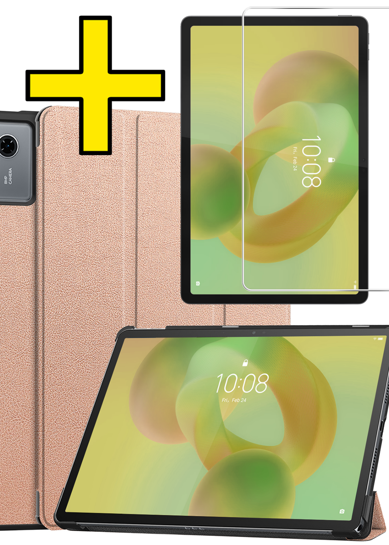 LUQ LUQ Lenovo Idea Tab Hoesje Met Screenprotector - Rose Goud