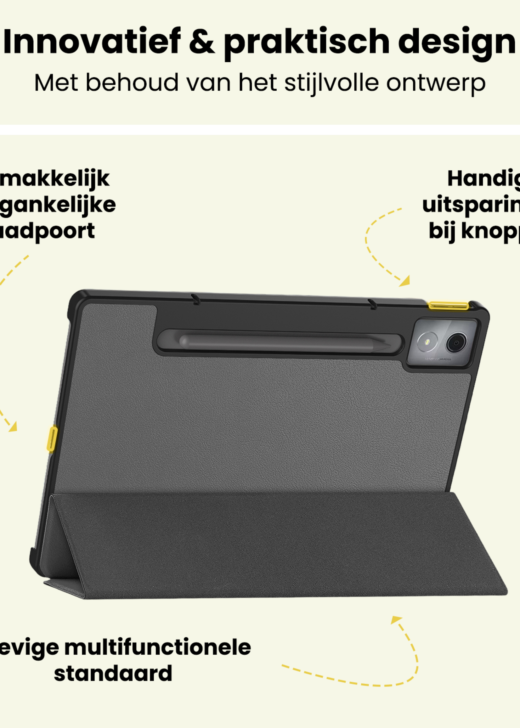 LUQ LUQ Lenovo Idea Tab Pro Hoesje Met Screenprotector - Grijs