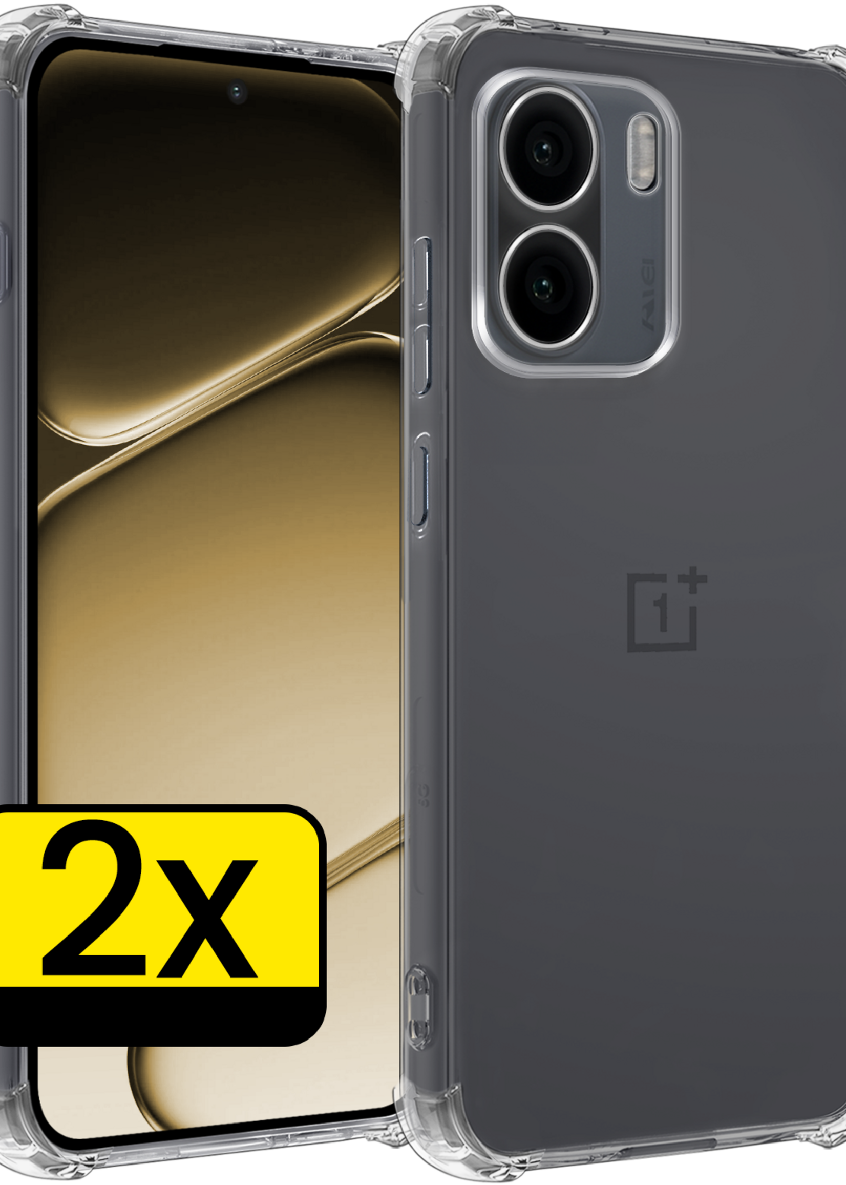 LUQ LUQ OnePlus 15R Hoesje Shockproof - Transparant - 2 PACK