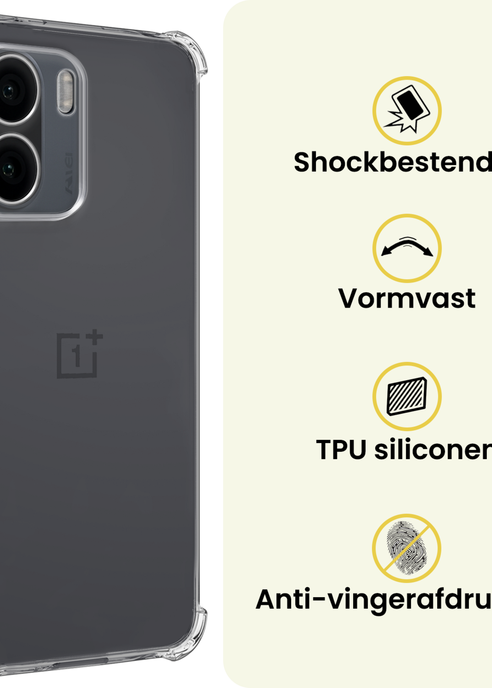 LUQ LUQ OnePlus 15R Hoesje Shockproof - Transparant - 2 PACK