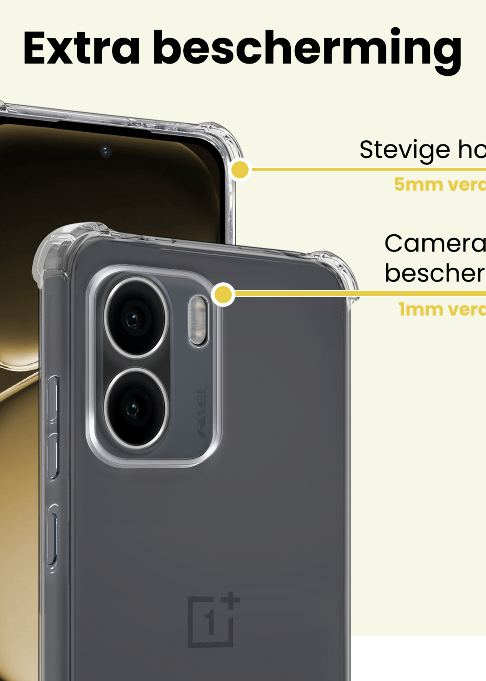 LUQ LUQ OnePlus 15R Hoesje Shockproof - Transparant - 2 PACK