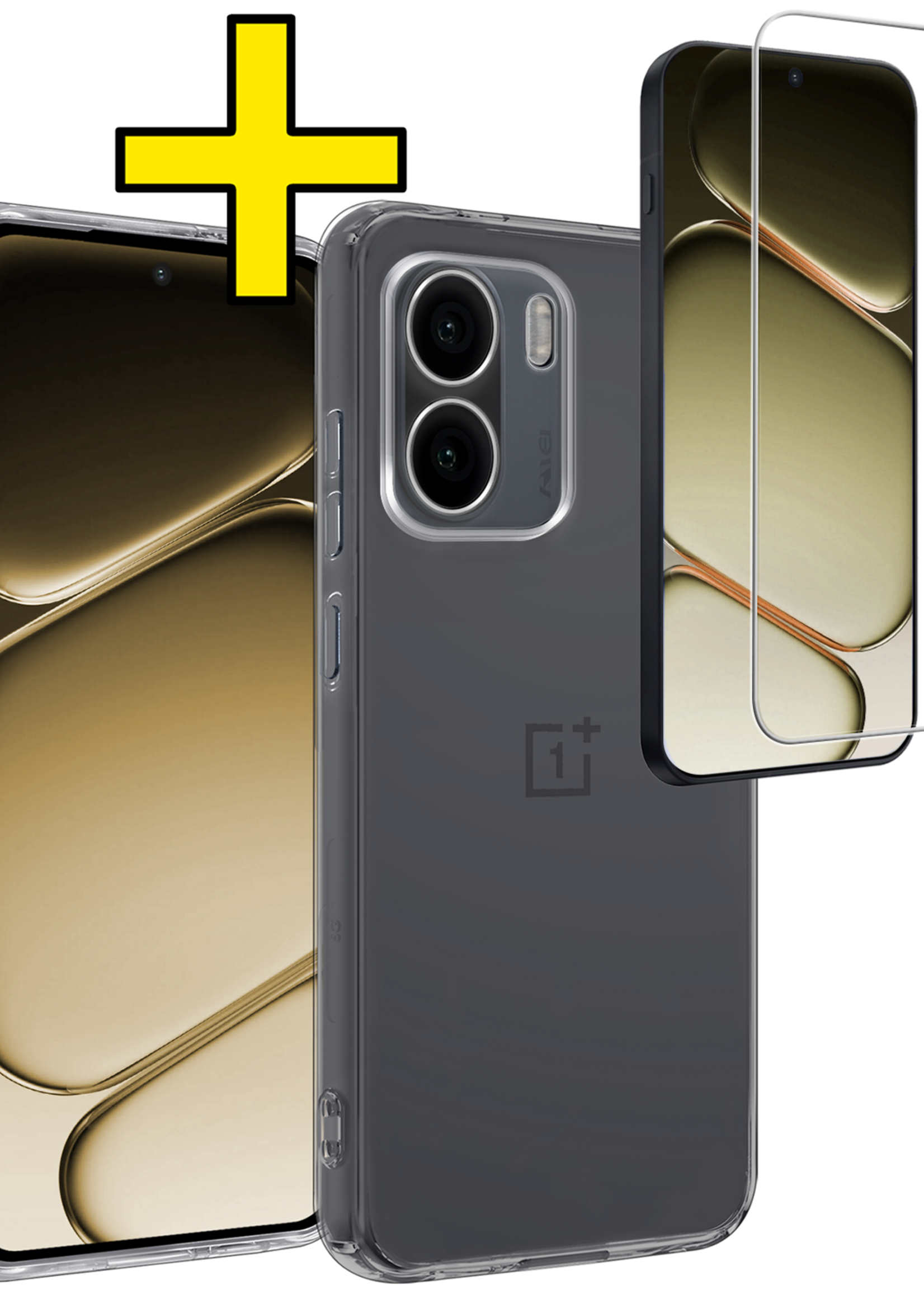 LUQ LUQ OnePlus 15R Hoesje Siliconen Met Screenprotector - Transparant