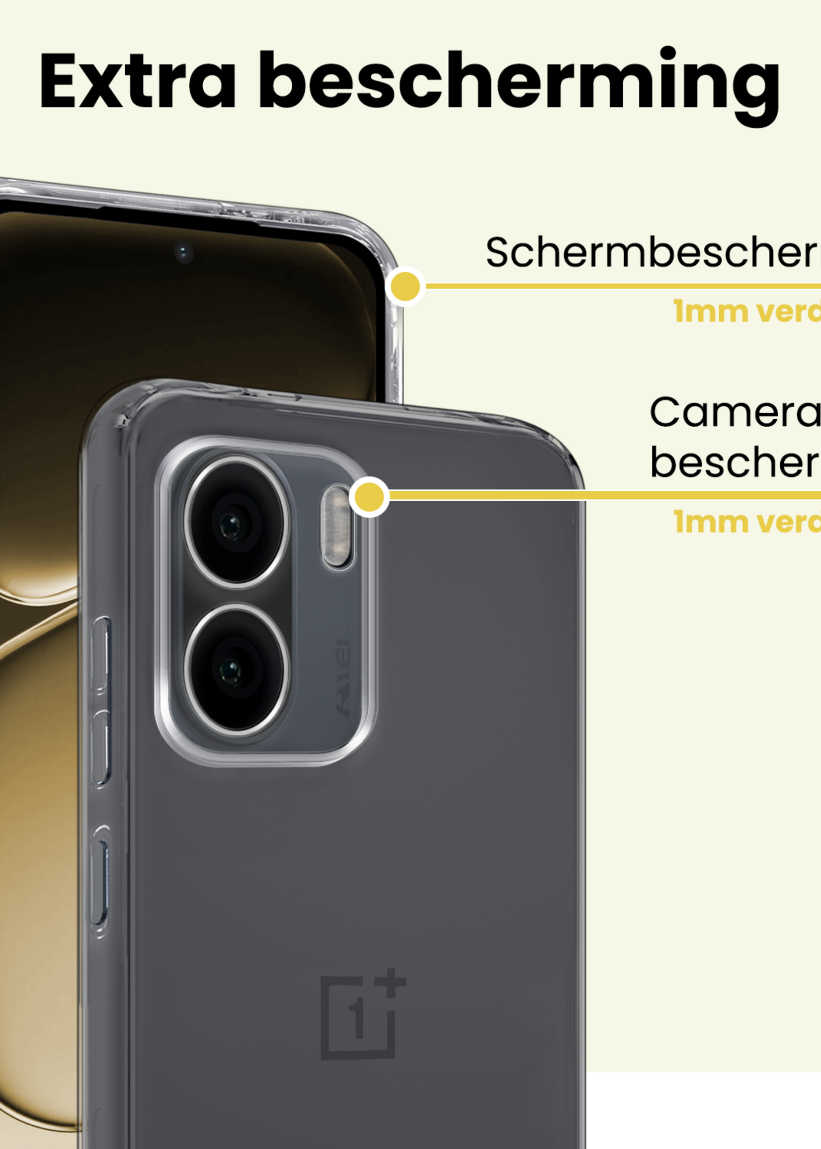 LUQ LUQ OnePlus 15R Hoesje Siliconen Met Screenprotector - Transparant