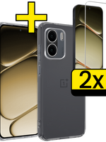 LUQ LUQ OnePlus 15R Hoesje Siliconen Met 2x Screenprotector - Transparant
