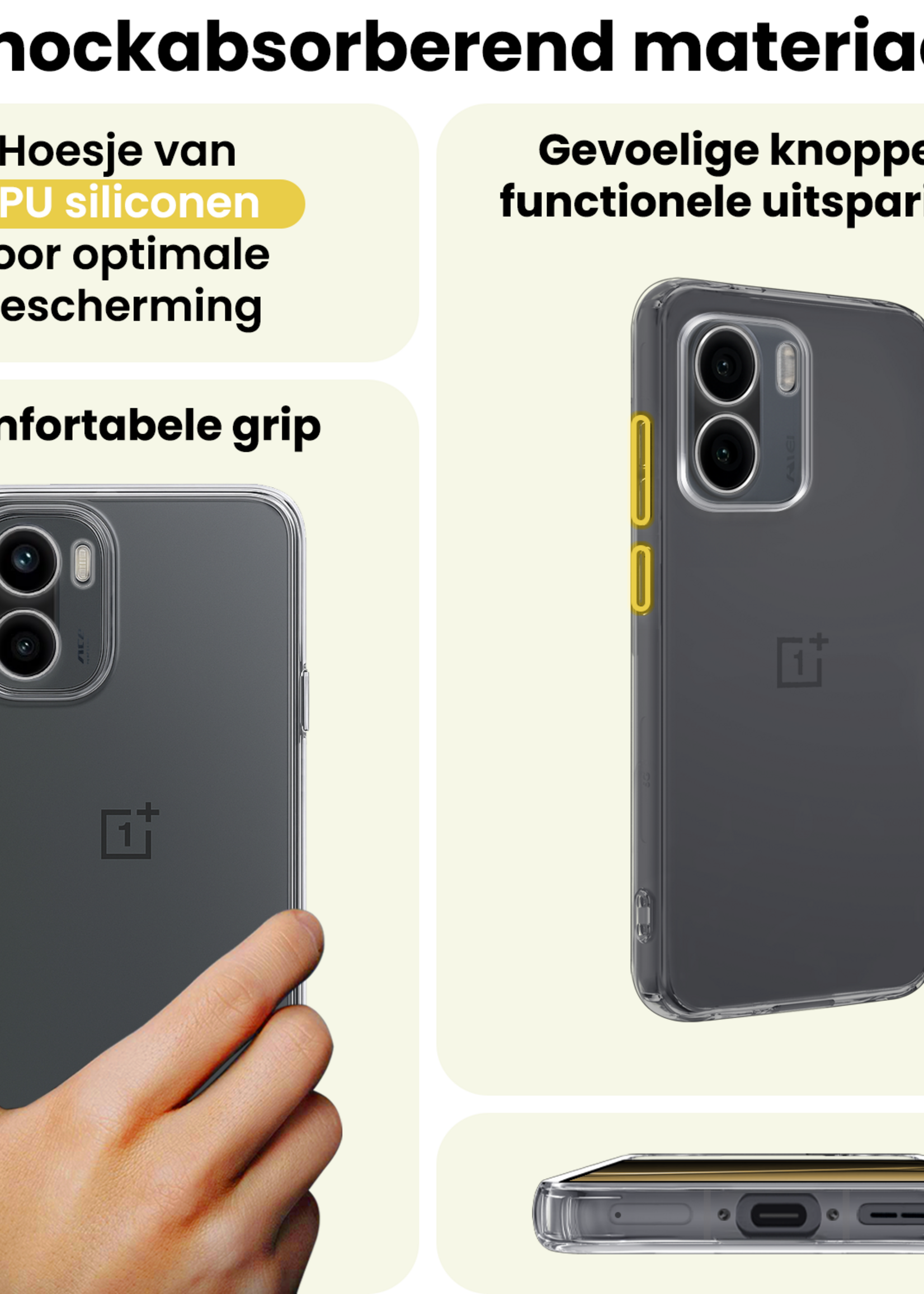 LUQ LUQ OnePlus 15R Hoesje Siliconen Met 2x Screenprotector - Transparant