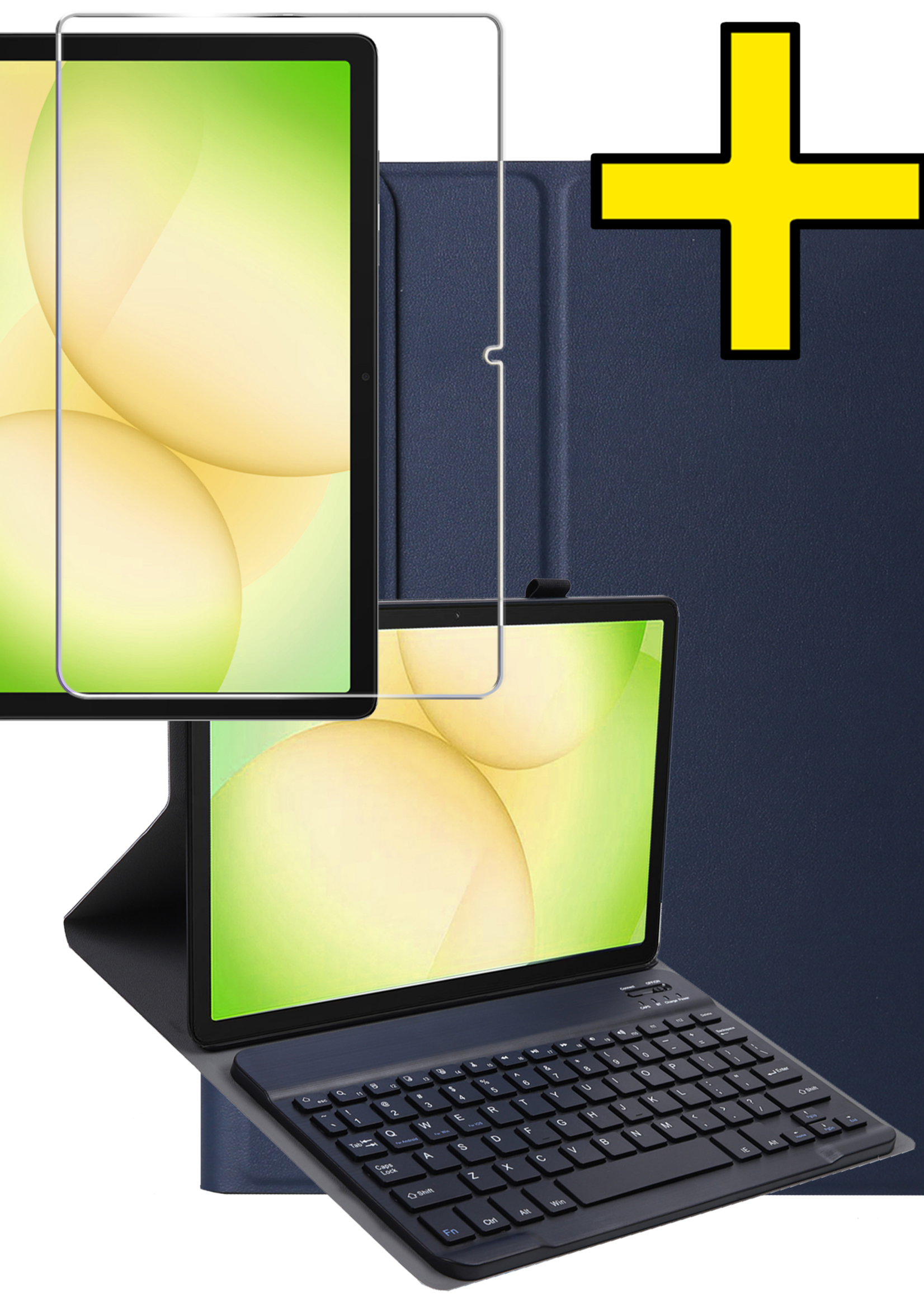 LUQ LUQ Samsung Galaxy Tab A11 Plus Toetsenbordhoes Met Screenprotector - Donkerblauw