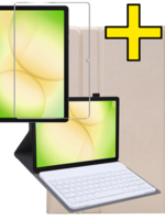 LUQ LUQ Samsung Galaxy Tab A11 Plus Toetsenbordhoes Met Screenprotector - Goud