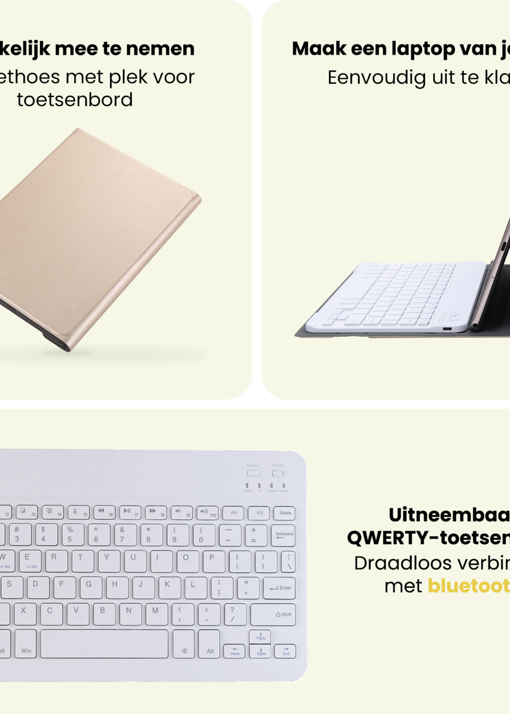 LUQ LUQ Samsung Galaxy Tab A11 Plus Toetsenbordhoes Met Screenprotector - Goud