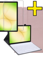 LUQ LUQ Samsung Galaxy Tab A11 Plus Toetsenbordhoes Met Screenprotector - Rosé Goud