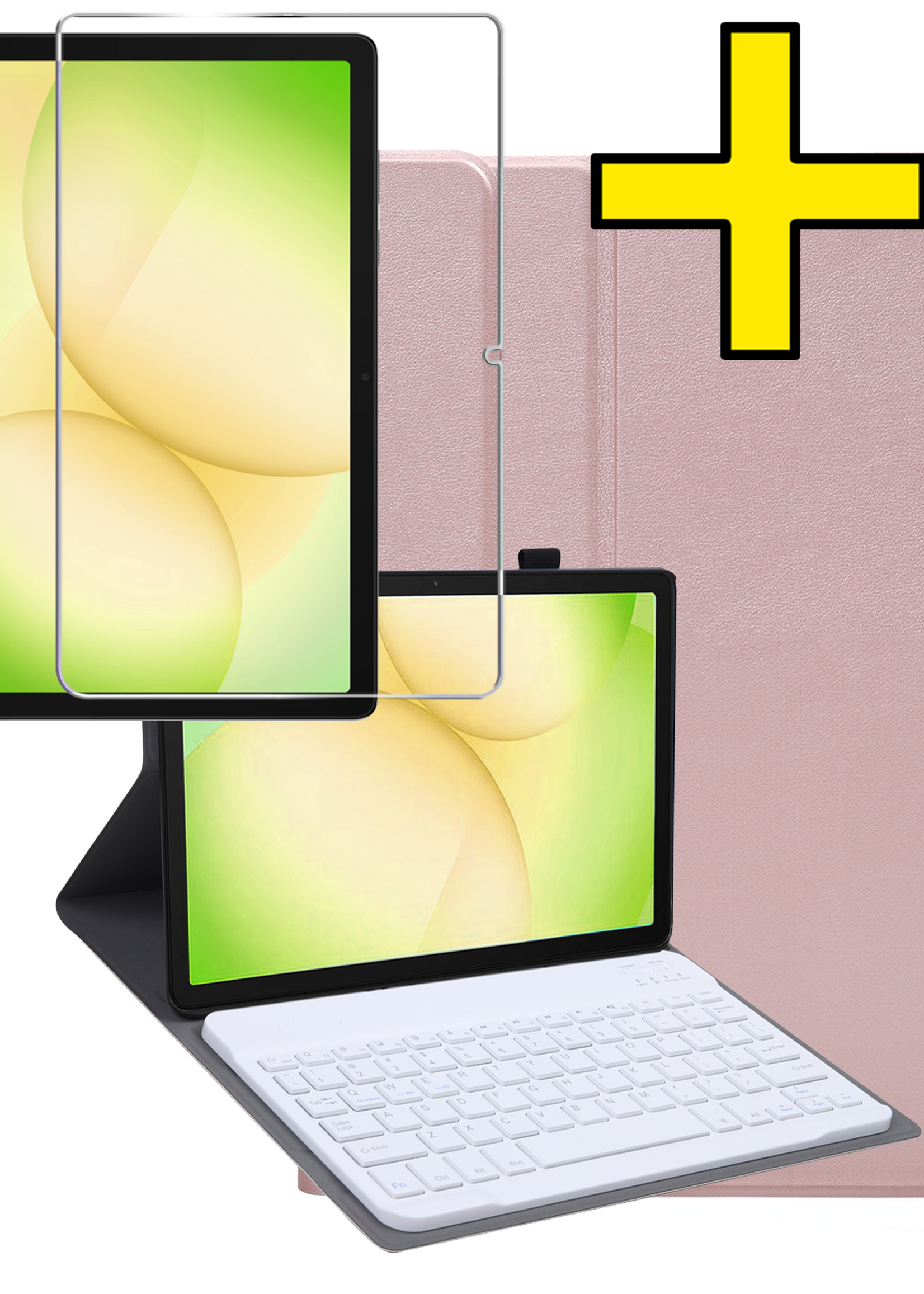 LUQ LUQ Samsung Galaxy Tab A11 Plus Toetsenbordhoes Met Screenprotector - Rosé Goud