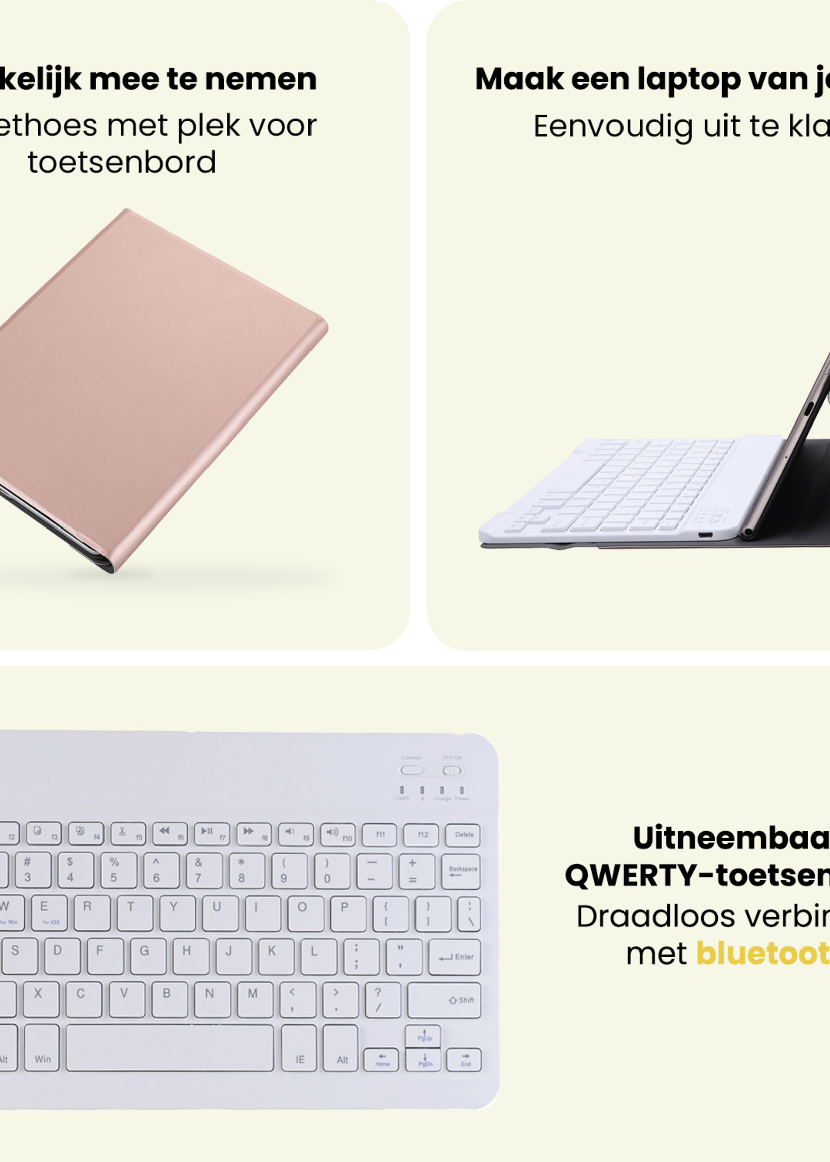 LUQ LUQ Samsung Galaxy Tab A11 Plus Toetsenbordhoes Met Screenprotector - Rosé Goud