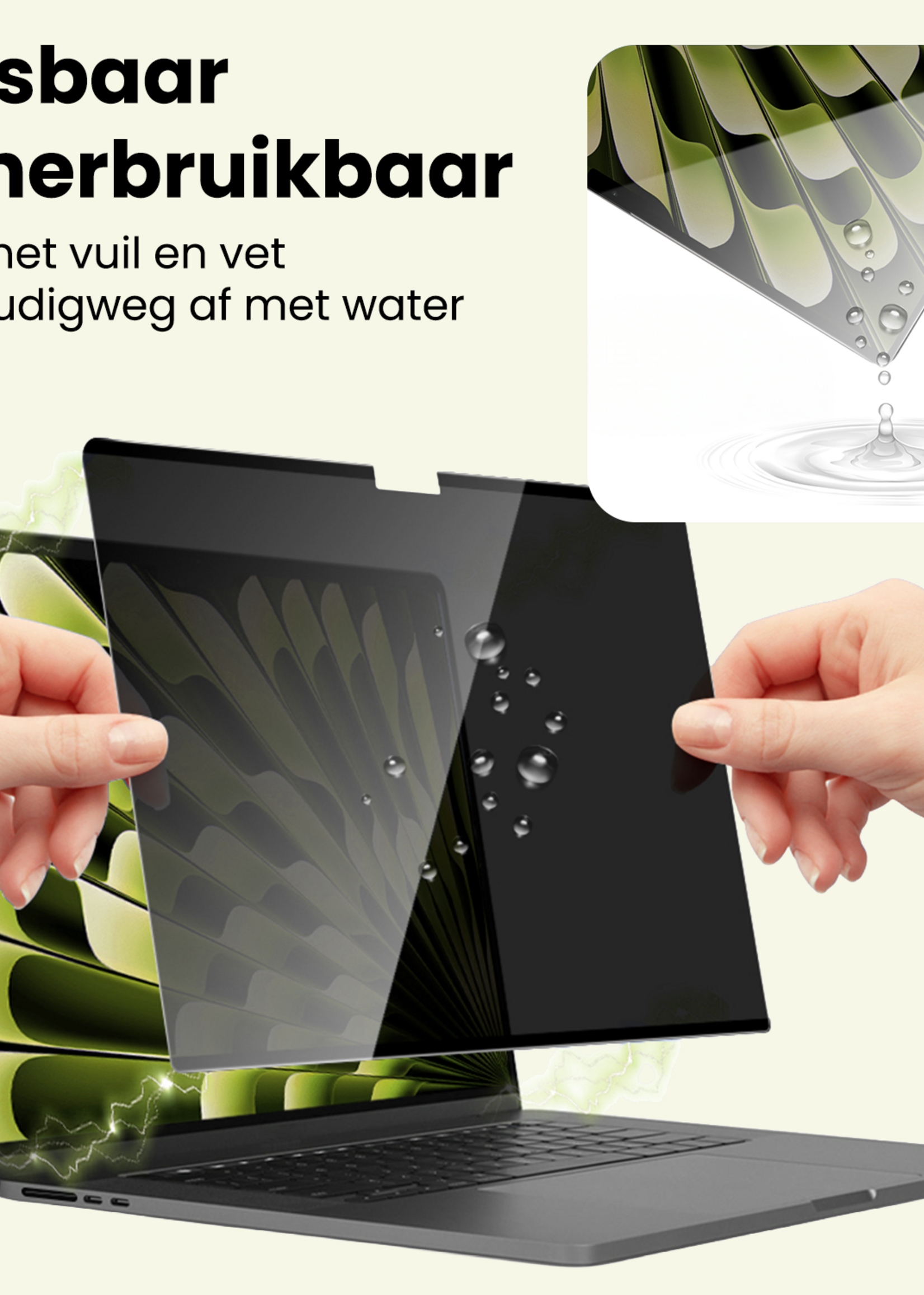 LUQ LUQ MacBook 13,6 Inch Privacy Screenprotector - 3 PACK