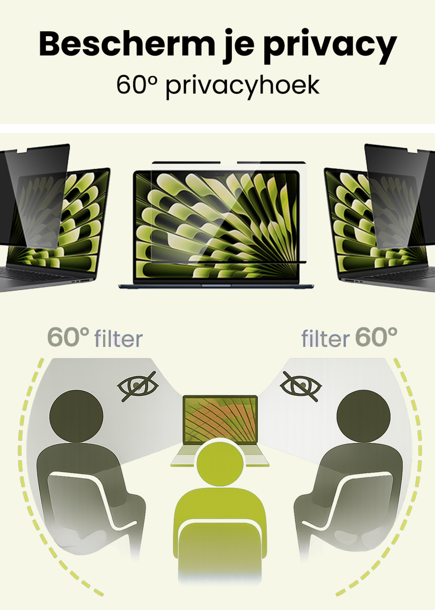 LUQ LUQ MacBook 15,3 Inch Privacy Screenprotector - 3 PACK