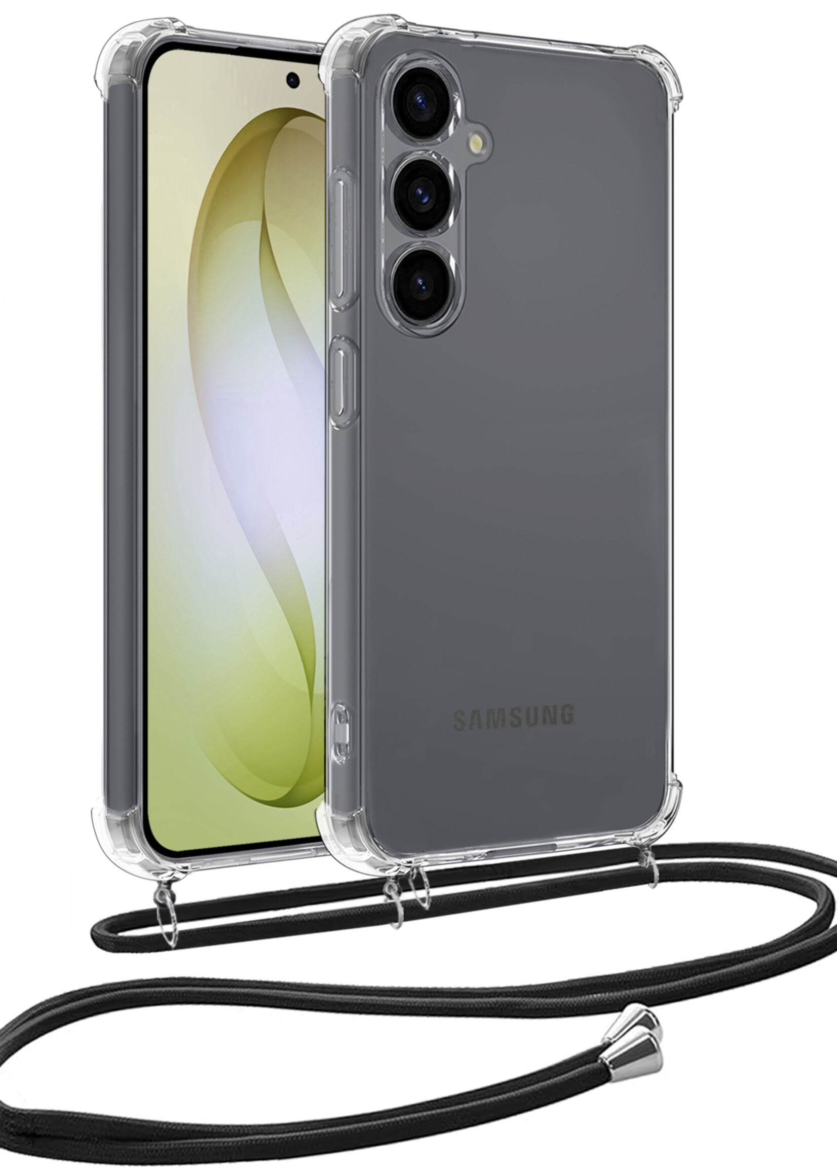 LUQ LUQ Samsung Galaxy S26 Hoesje Transparant Shockproof Met Zwart Koord