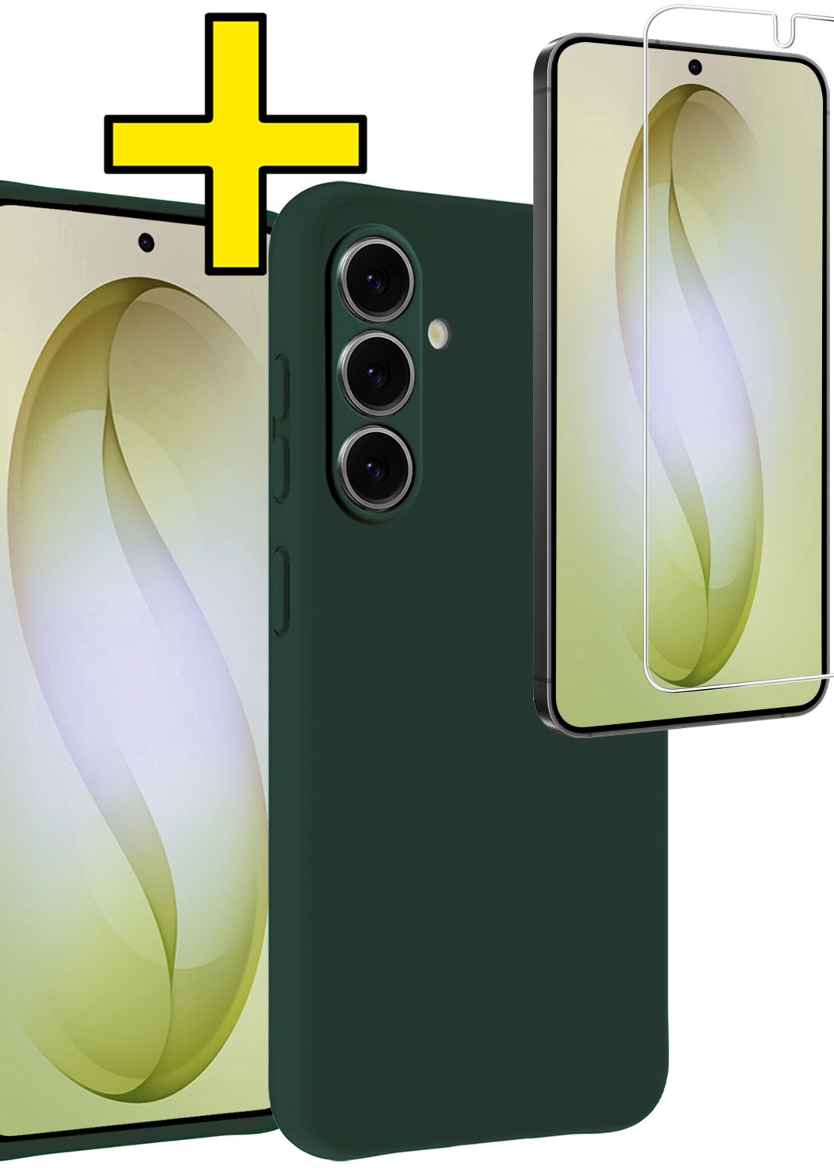 LUQ LUQ Samsung Galaxy S26 Hoesje Siliconen Met Screenprotector - Donkergroen