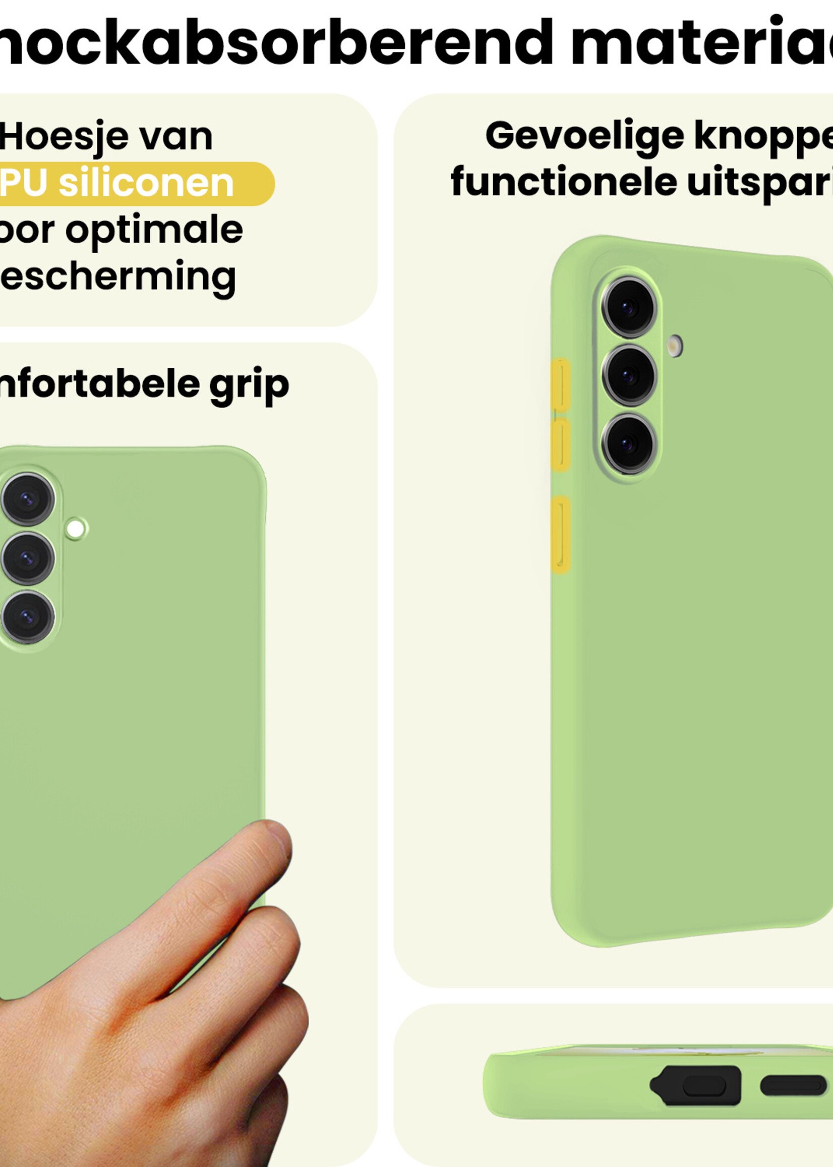 LUQ LUQ Samsung Galaxy S26 Hoesje Siliconen Met Screenprotector - Groen