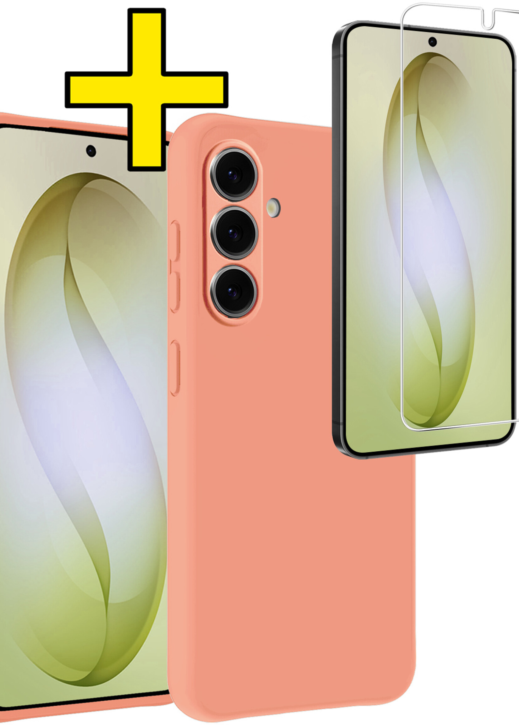 LUQ LUQ Samsung Galaxy S26 Hoesje Siliconen Met Screenprotector - Perzik