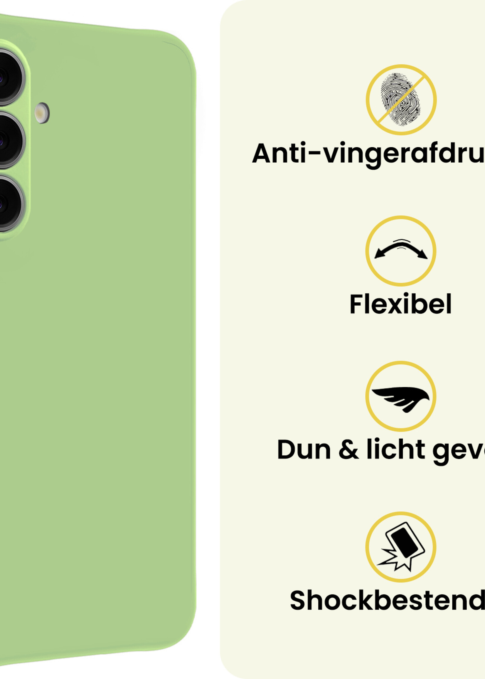 LUQ LUQ Samsung Galaxy S26 Hoesje Siliconen Met 2x Screenprotector - Groen