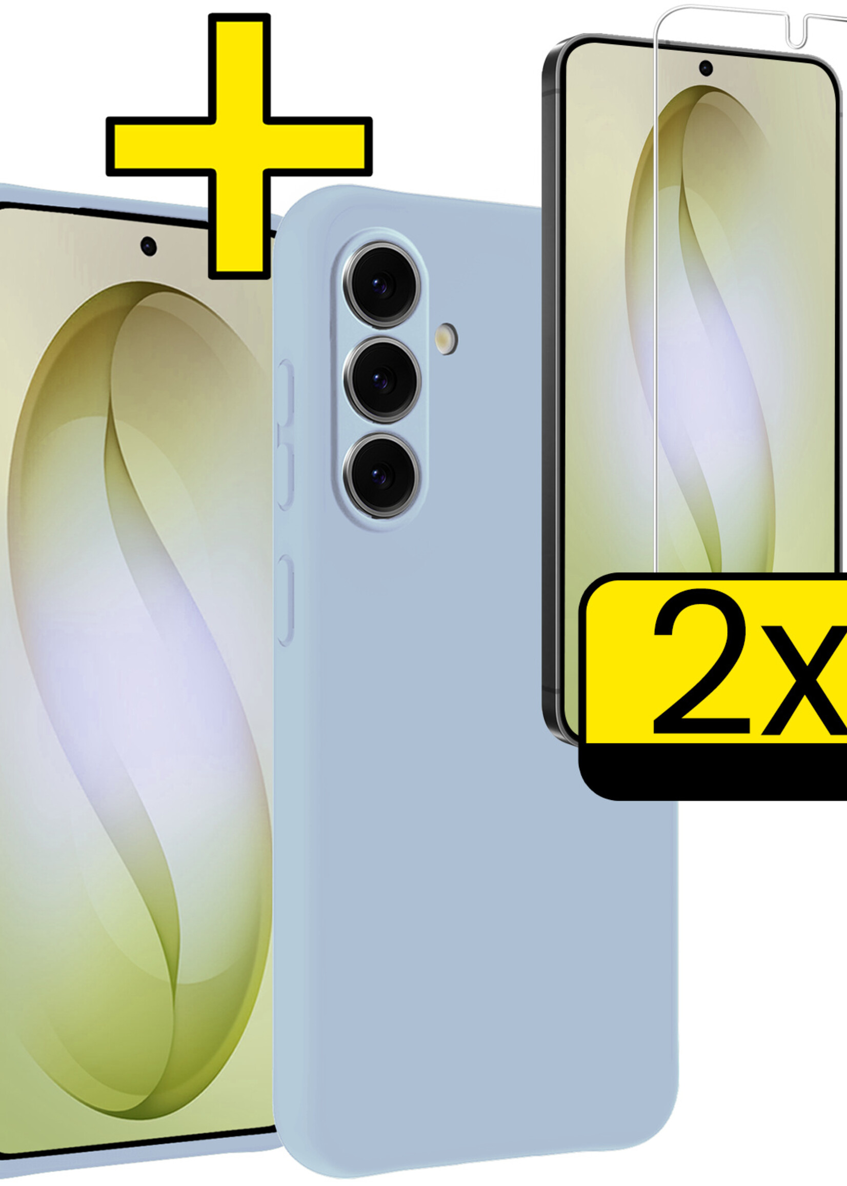 LUQ LUQ Samsung Galaxy S26 Hoesje Siliconen Met 2x Screenprotector - Lichtblauw