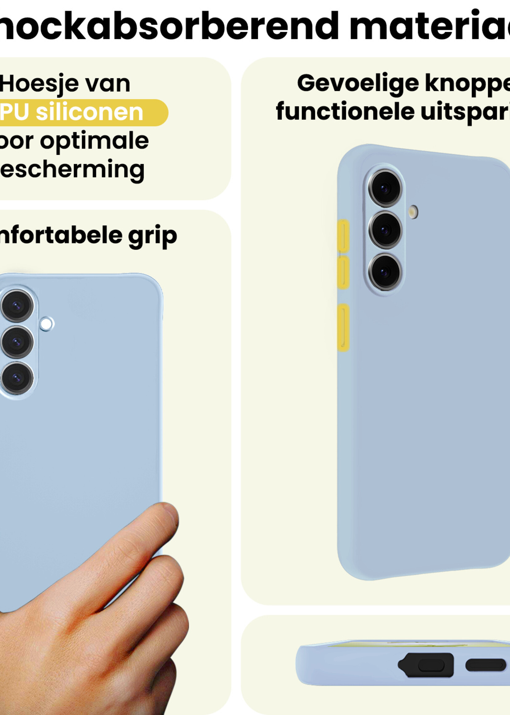LUQ LUQ Samsung Galaxy S26 Hoesje Siliconen Met 2x Screenprotector - Lichtblauw