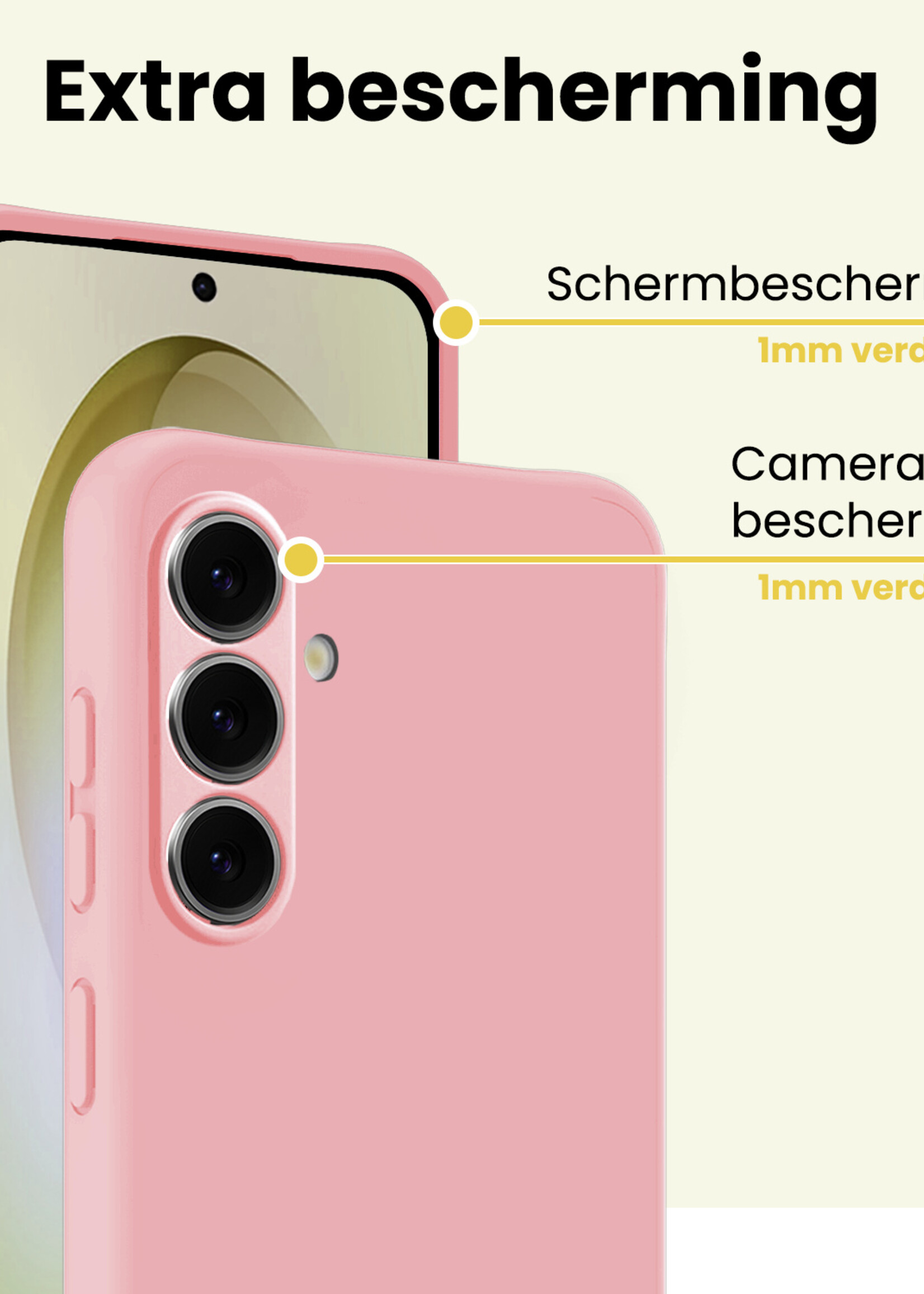 LUQ LUQ Samsung Galaxy S26 Hoesje Siliconen Met 2x Screenprotector - Lichtroze