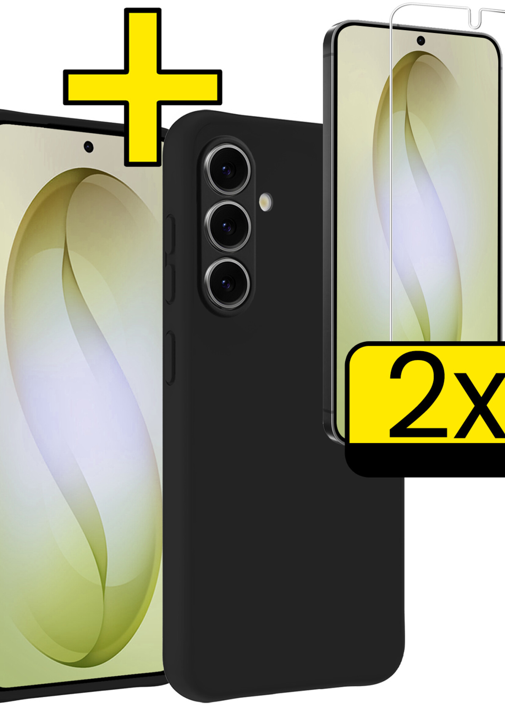 LUQ LUQ Samsung Galaxy S26 Hoesje Siliconen Met 2x Screenprotector - Zwart