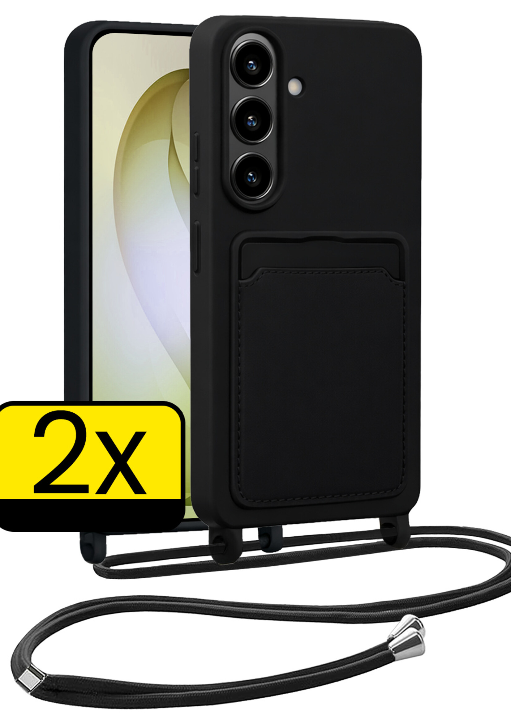 LUQ LUQ Samsung Galaxy S26 Hoesje Pashouder met Koord - Zwart - 2 PACK